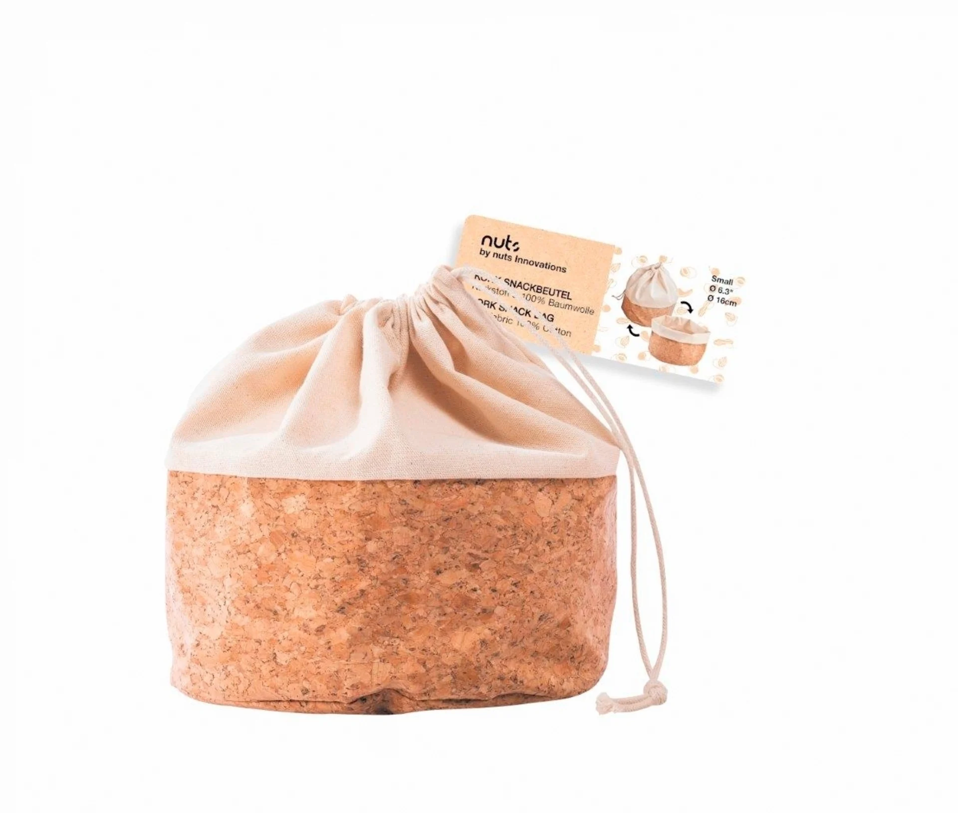 Nuts Innovations : sac à pain « Corbeille de fruits » en liège avec cordon, petit format