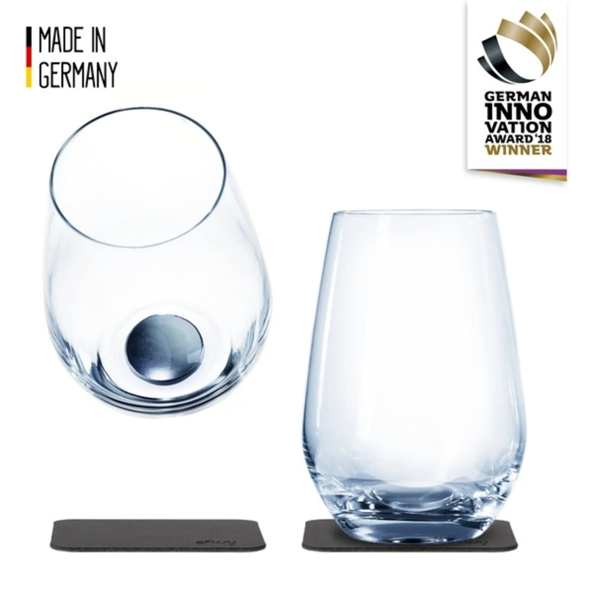 Silwy Magnet-Kristallgläser mit Untersetzer 4-tlg. (400 ml)