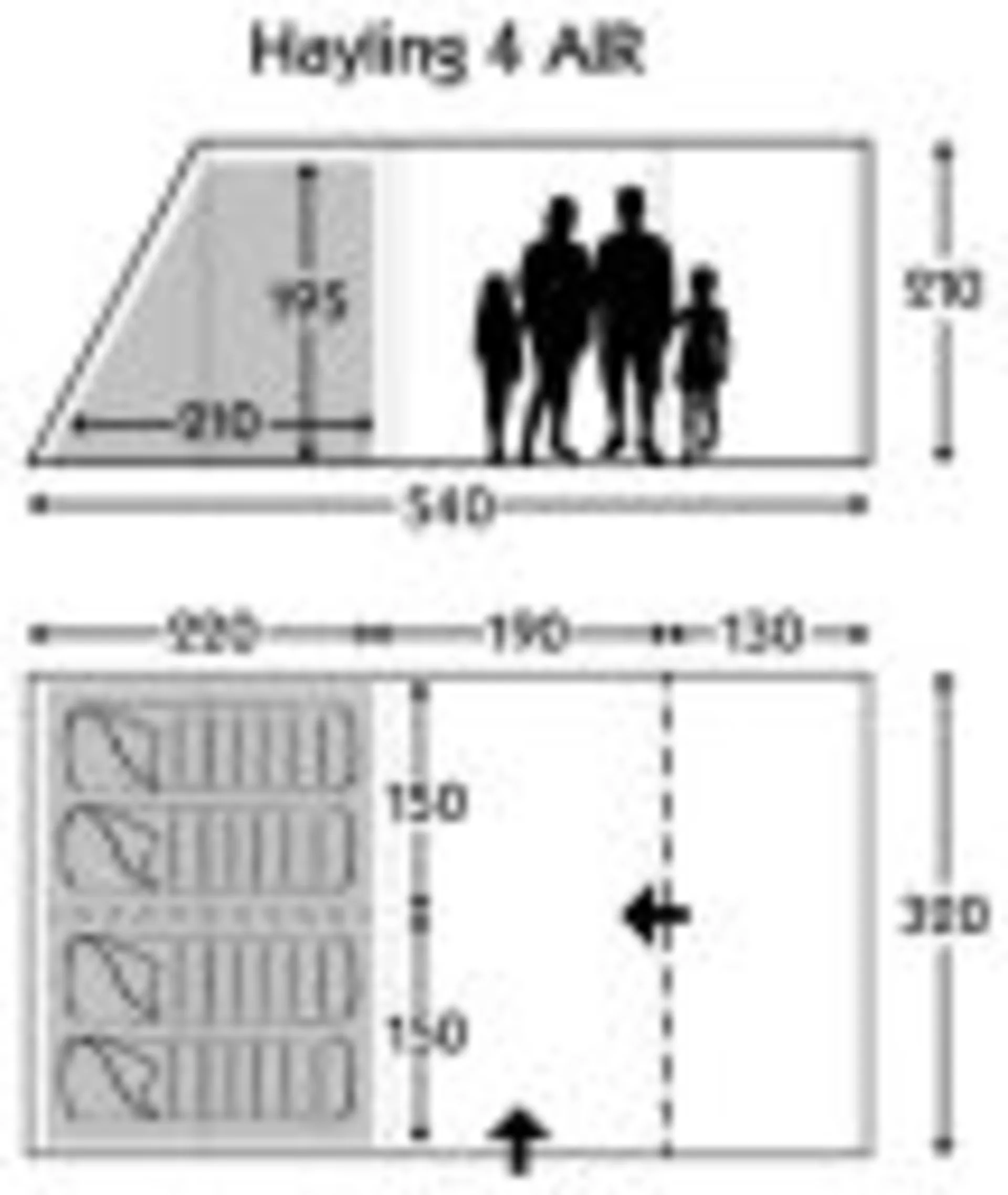 Kampa Hayling 4 AIR aufblasbares Tunnelzelt für 4 Personen