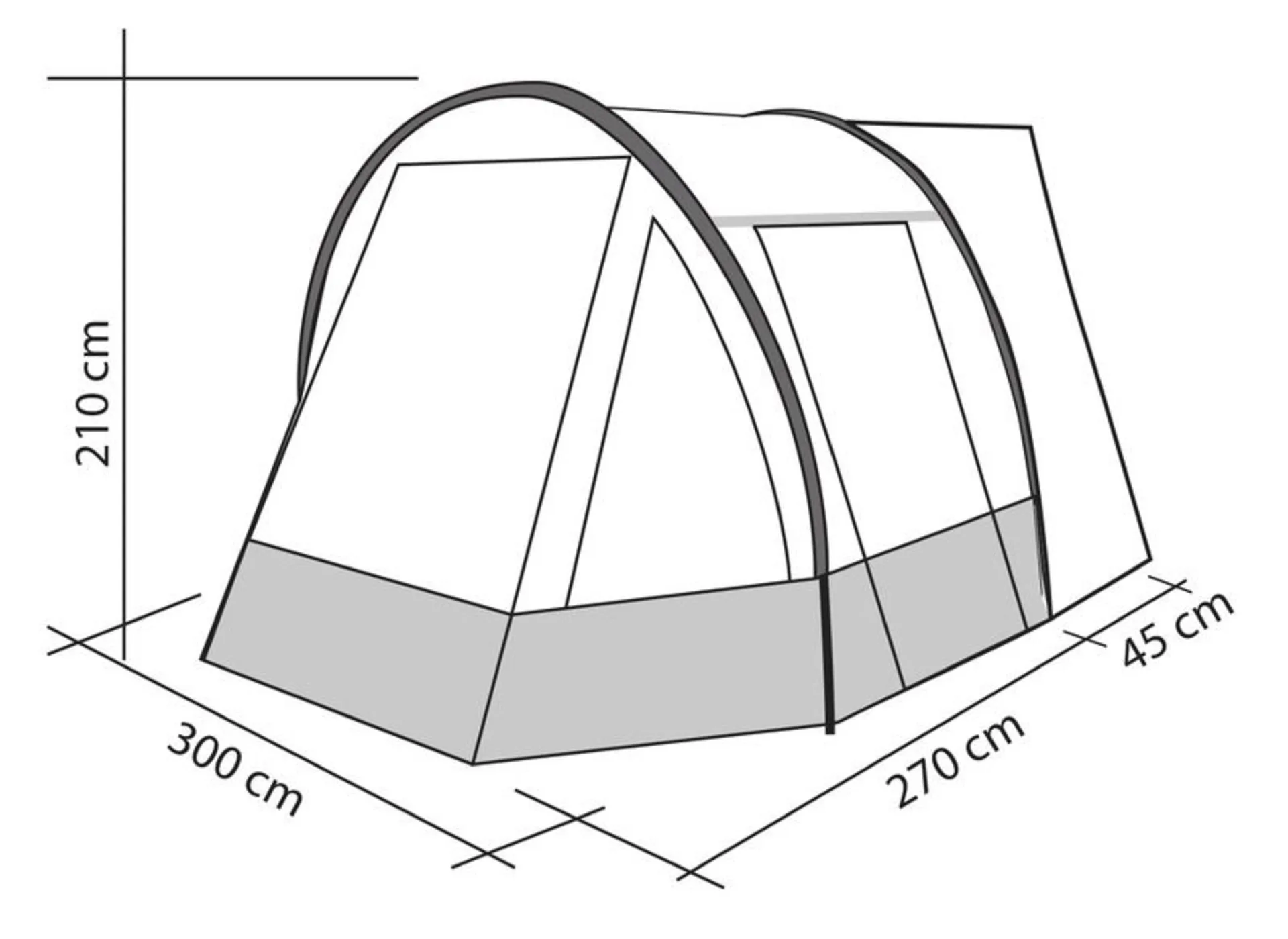 Busvorzelt Tour Easy Young 2 mit Anbauhöhe von 180-220cm