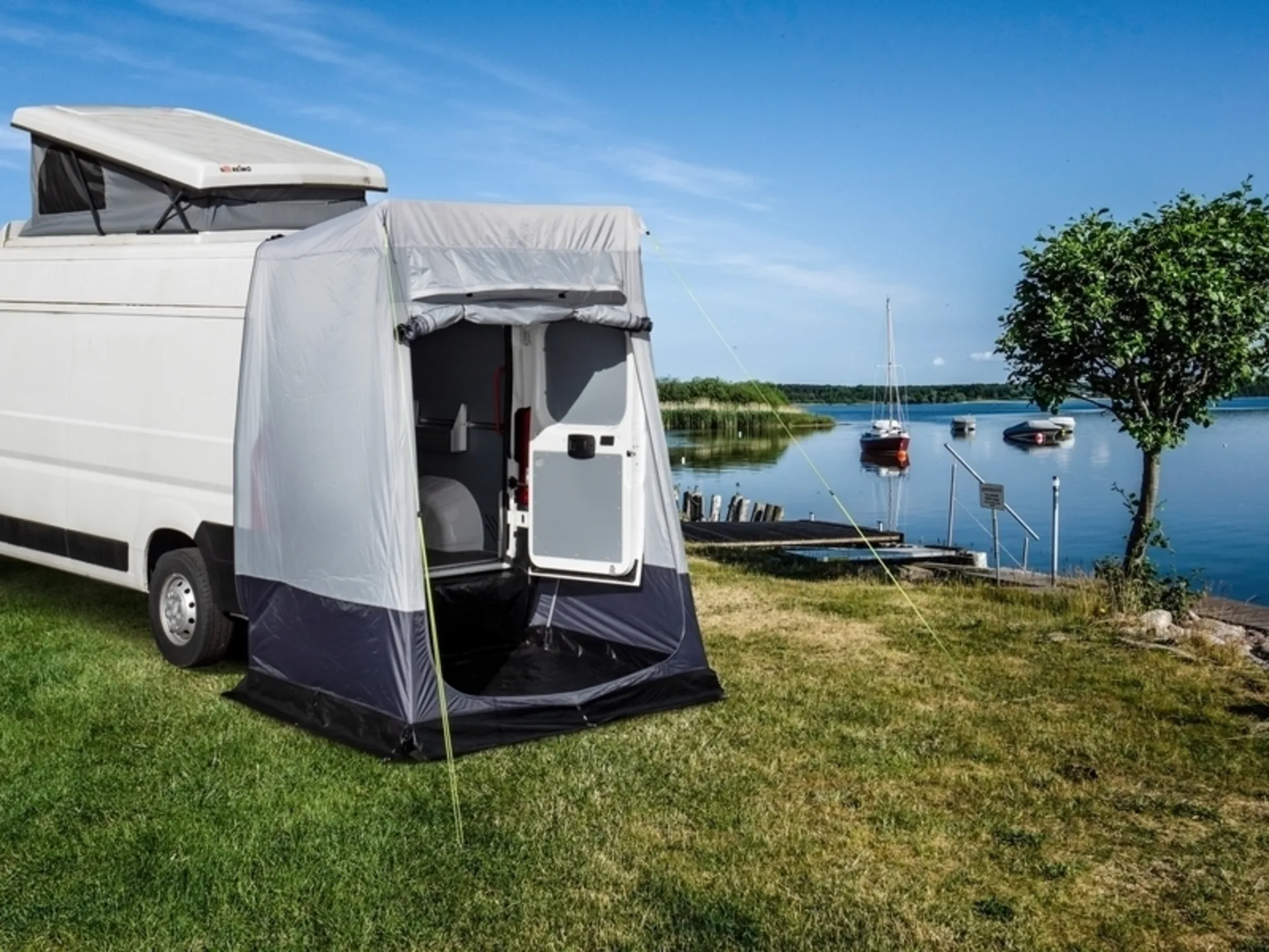 DUCATISSIMO PREMIUM Tente arrière pour Fiat Ducato et véhicules similaires avec portes battantes