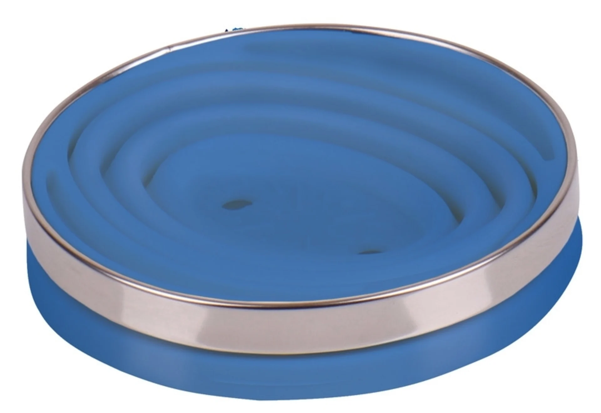 Porte-filtre à café pliable en silicone avec anneau en acier inoxydable, Ø11cm, bleu clair