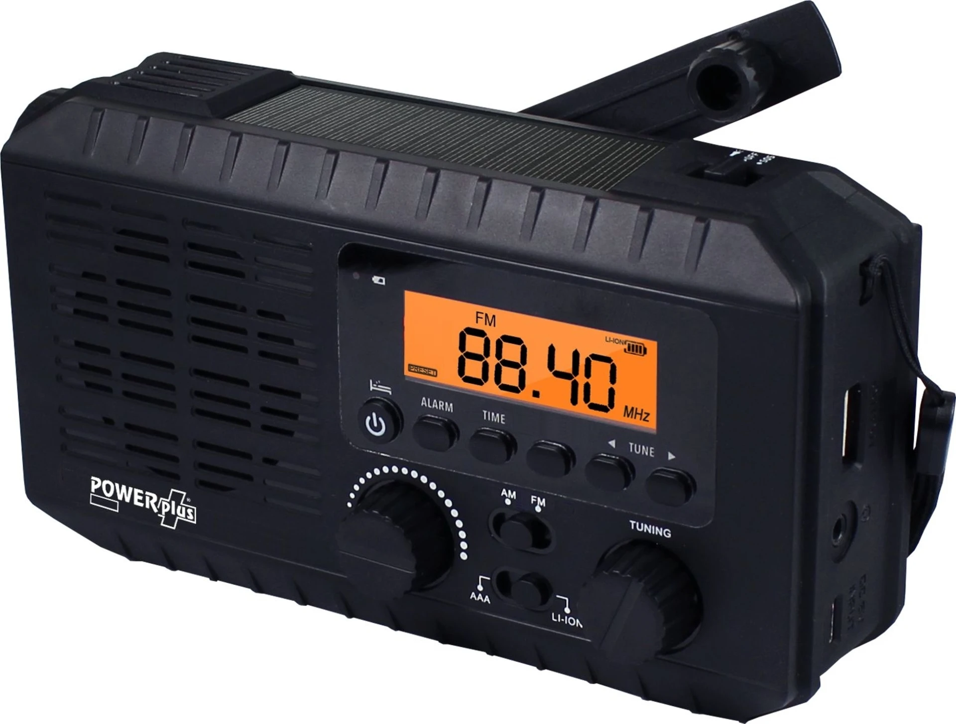 Radio PowerPlus Ox à manivelle avec panneau solaire / batterie externe / port USB et lampe