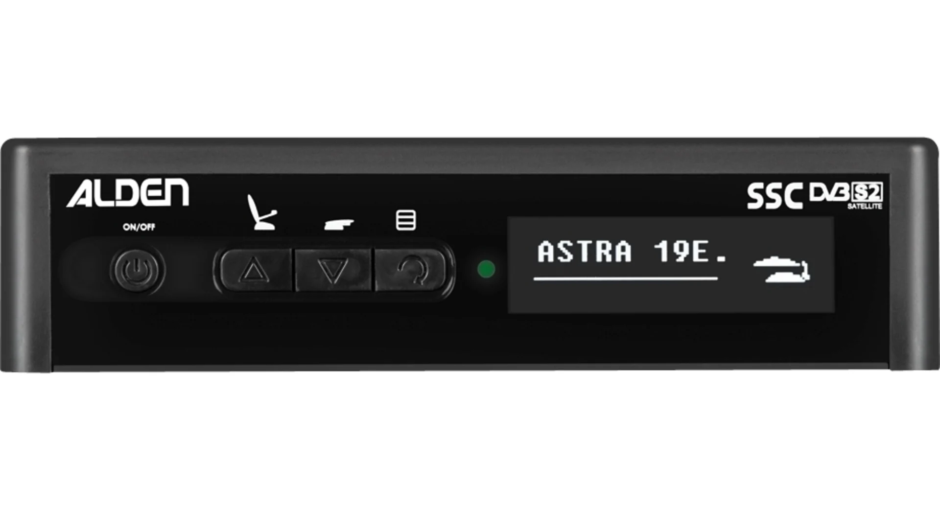 Alden Onelight 60 HD EVO vollautomatische Sat-Anlage mit Ultrawide LED Fernseher 19 Zoll Platinum