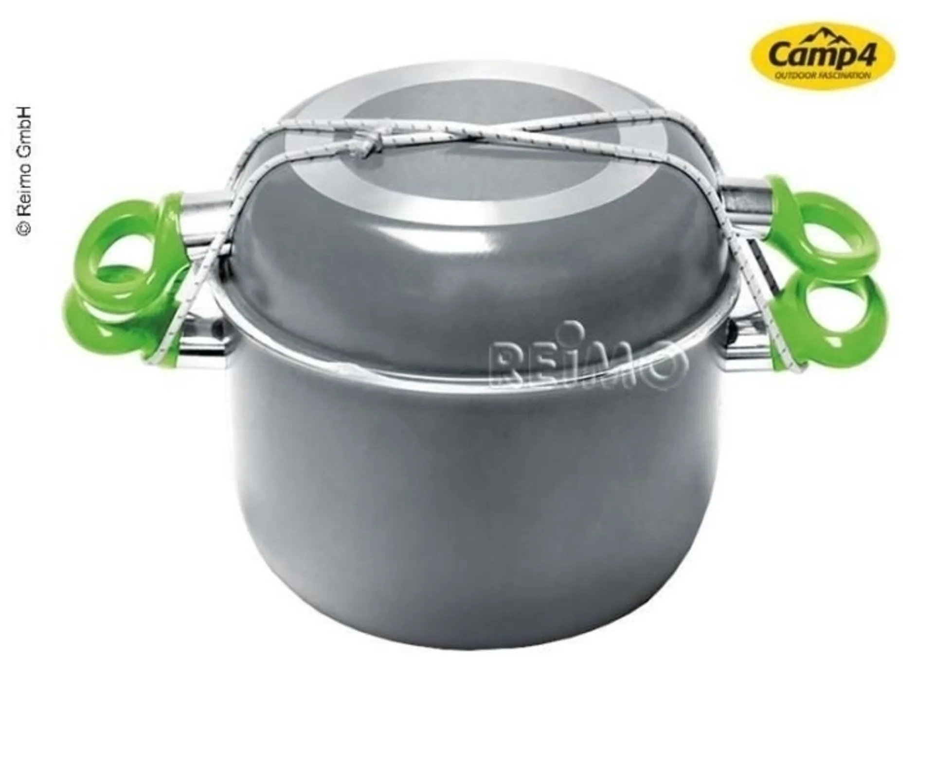 Alu-Topfset 7-teilig silber mit grünen Griffen