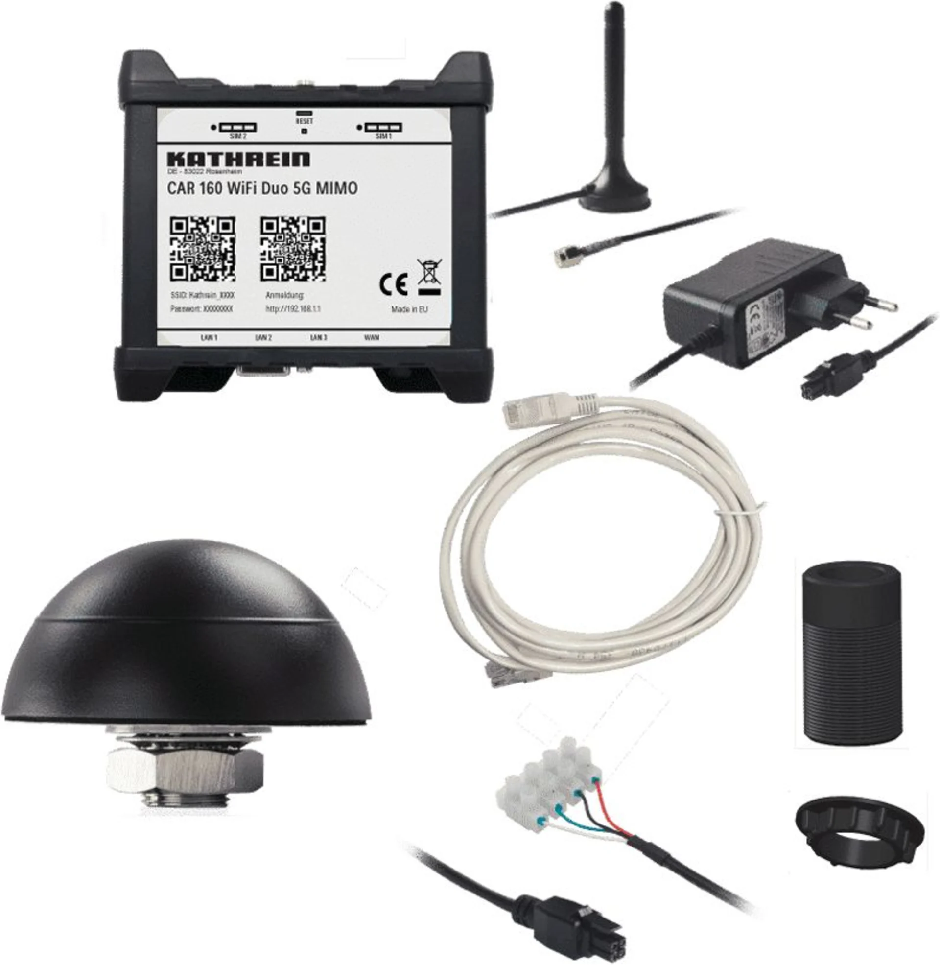 Kathrein CAR 160 WiFi Duo 5G MIMO Dual SIM WLAN Router Set schwarz