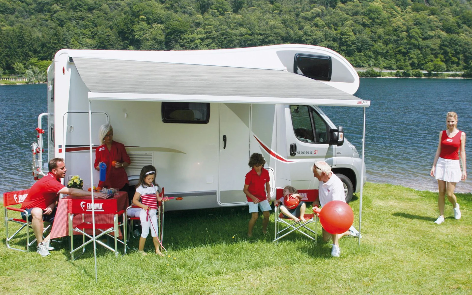 Fiamma F45s 300 Wandmarkise Gehäusefarbe Polar White Tuchfarbe Royal Grey 300 cm