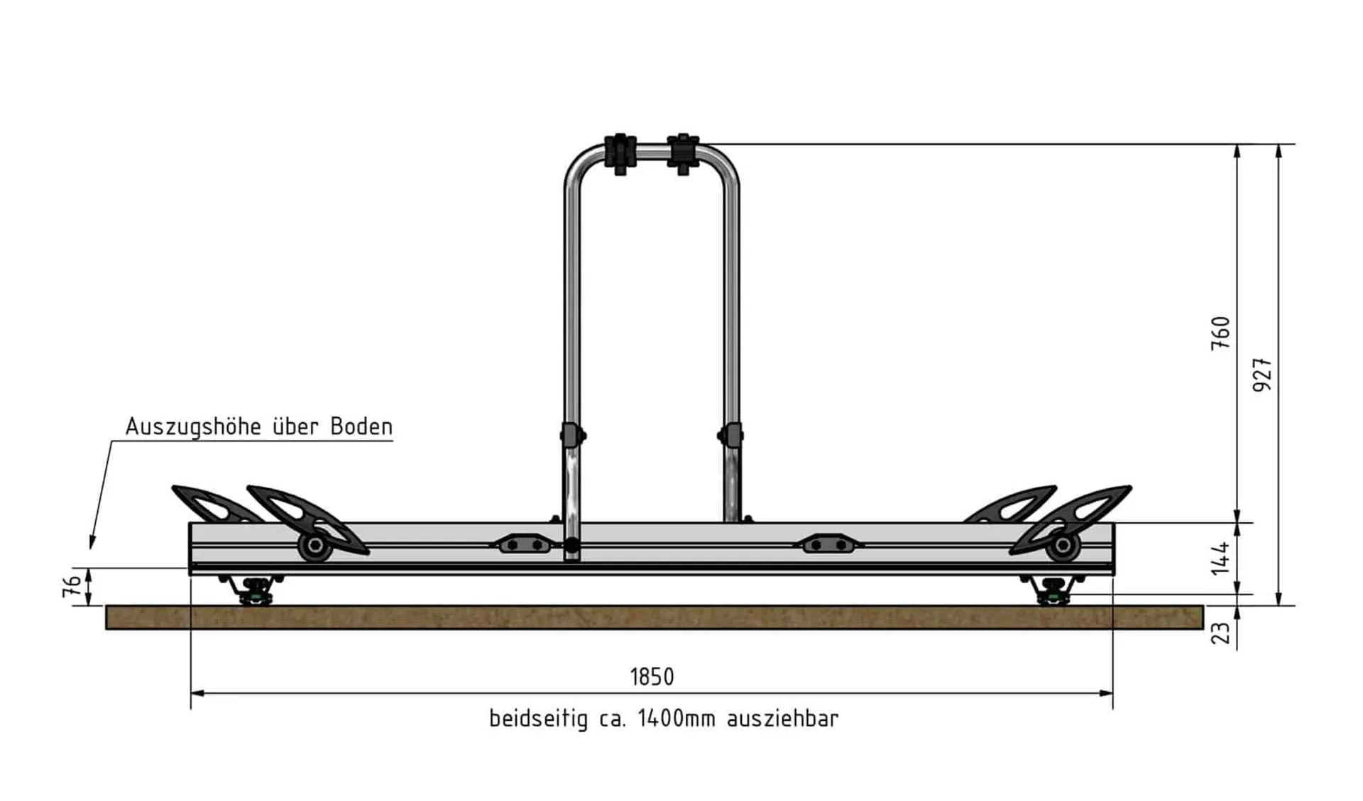 Fahrradträger Slide Move HG-250 R Querverschiebepr