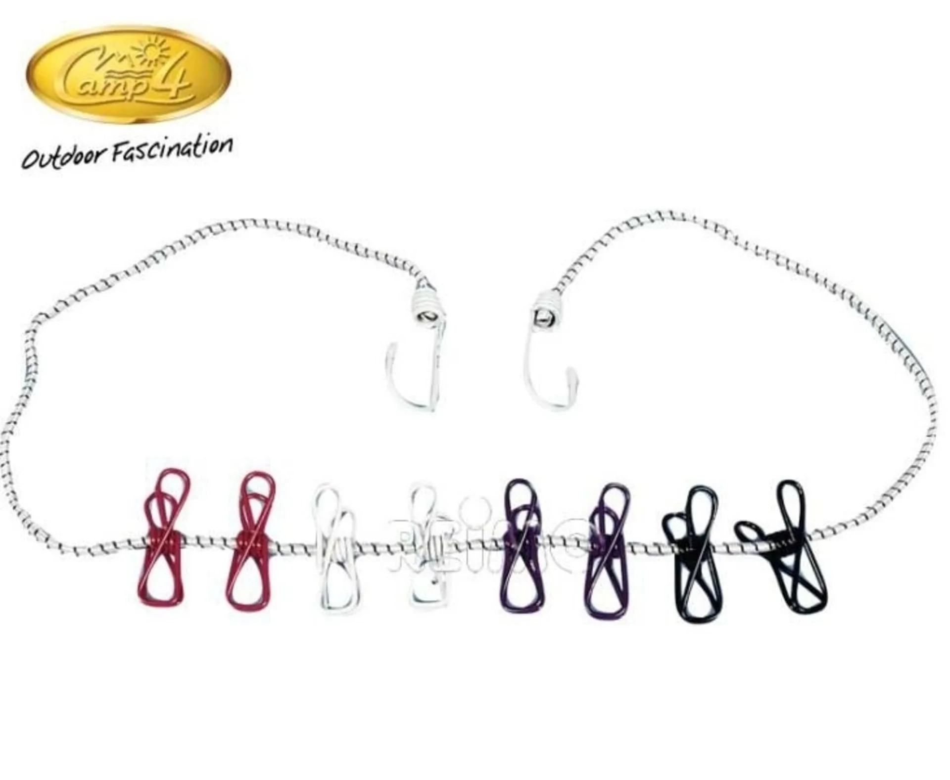 Corde à linge extensible avec 8 pinces - longueur 115-250 cm