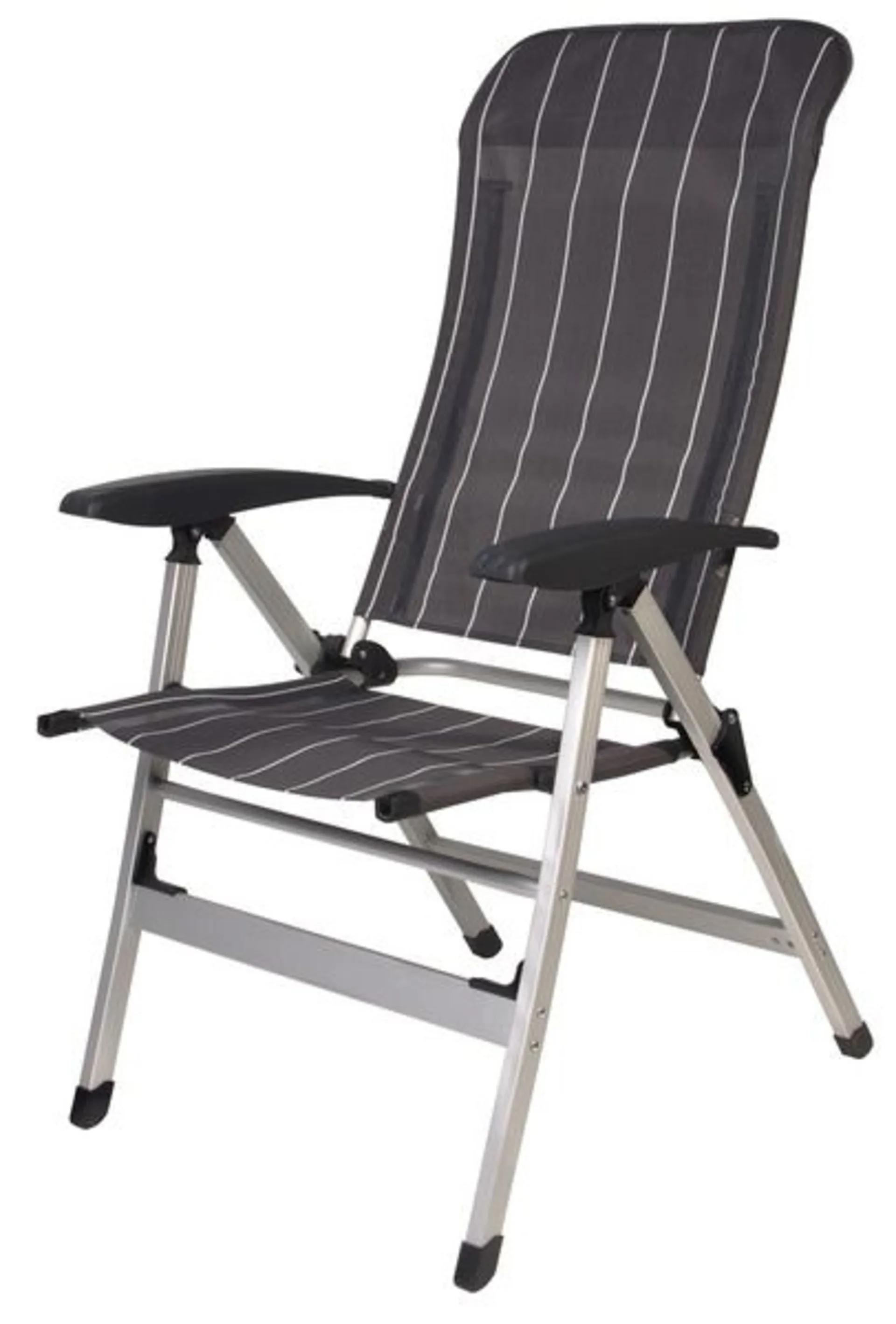 Camp4 Campingsessel Colima - Anthrazit/weiss gestreift mit ergonomischer Rückenlehne