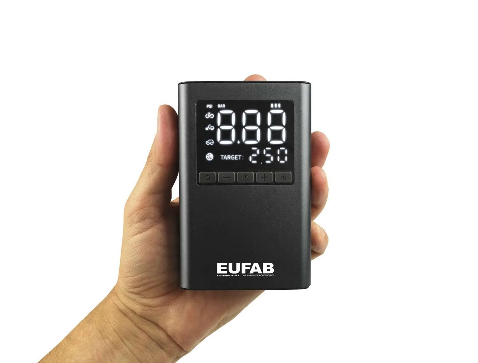 Eufab batteriebetriebener Mini Kompressor mit integrierter Powerbank 800 mAh