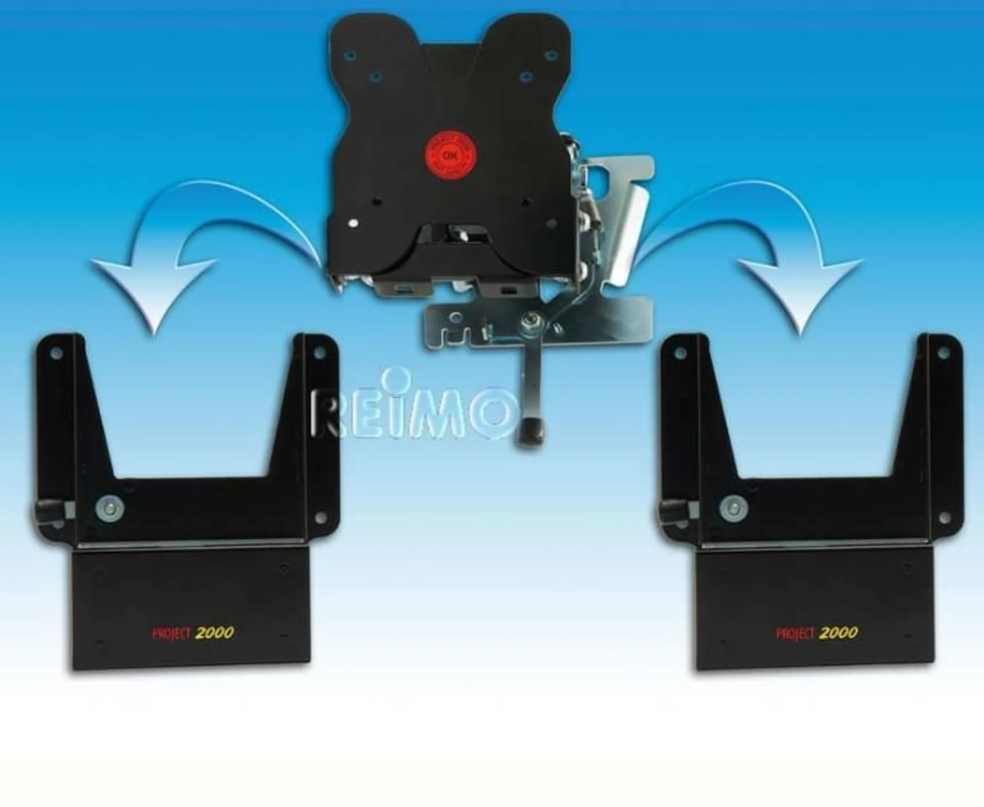 Support mural TV amovible avec prise 12V et d'antenne et système de changement rapide pour les appareils TFT