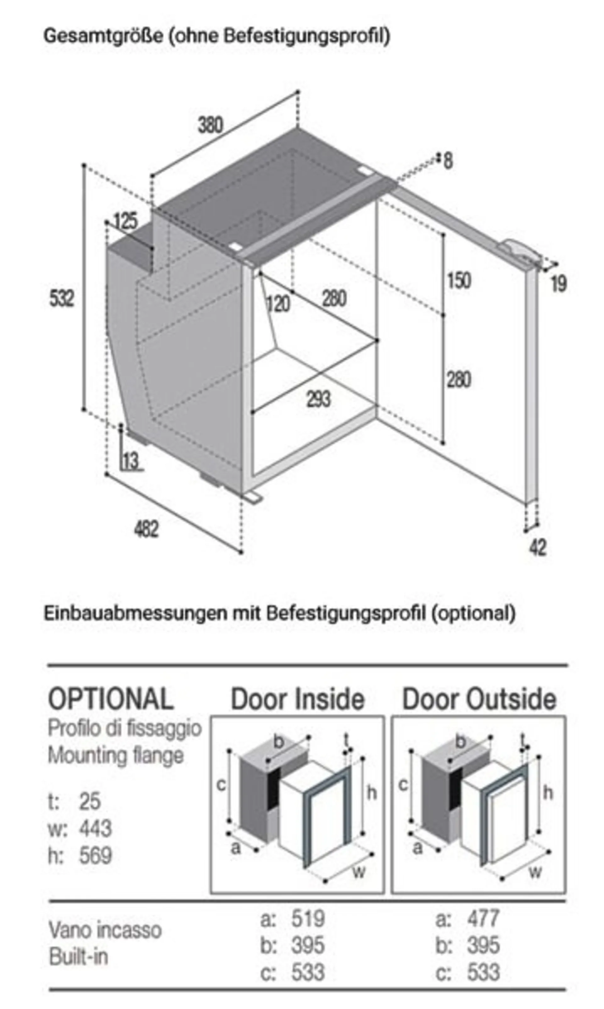 Vitrifrigo C51i Kompressor-Kühlschrank mit Gefrierfach - Schwarz, 51 Liter