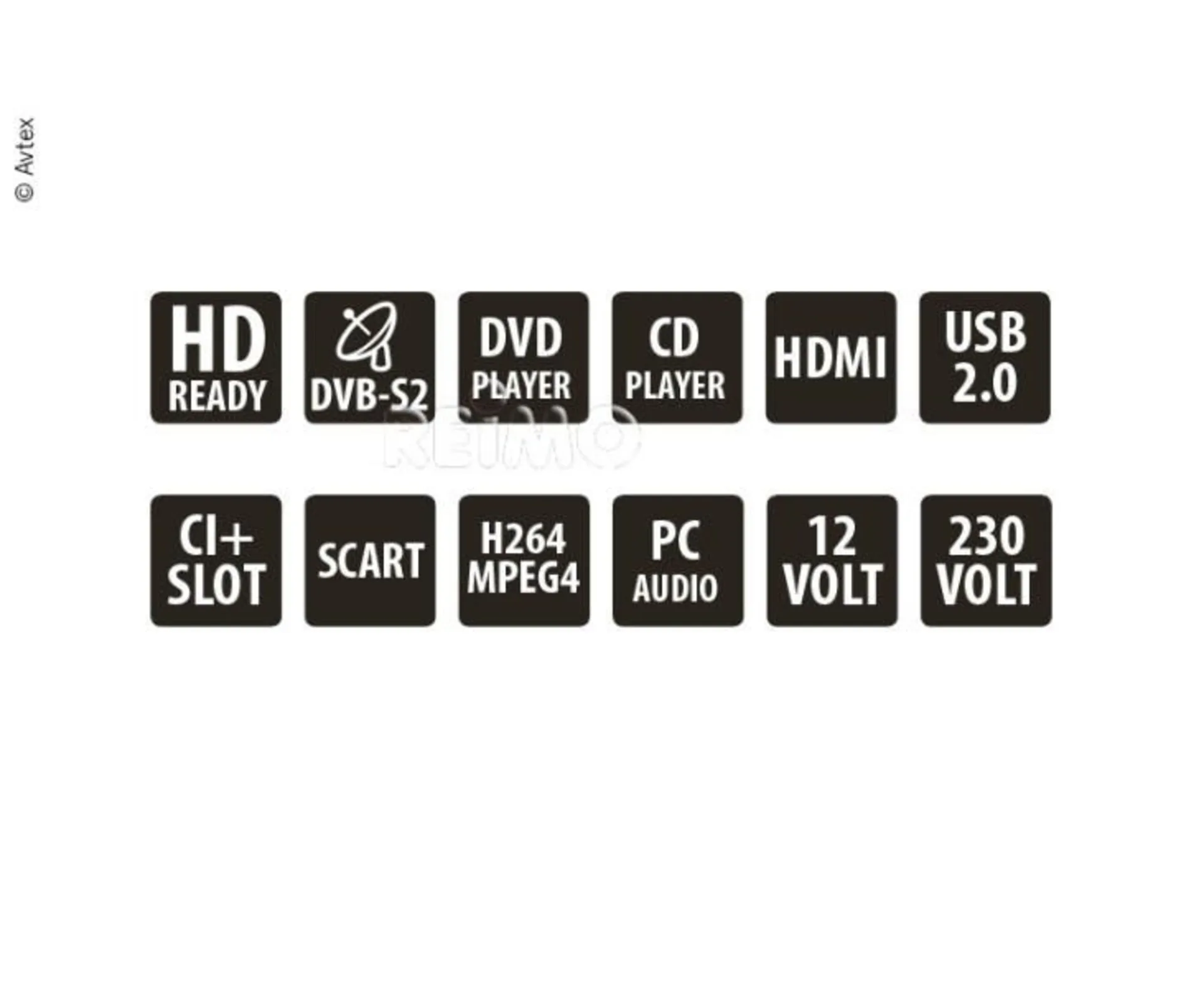 12V Fernseher Avtex TV LED 18,5" mit HD/SAT/DVD/US