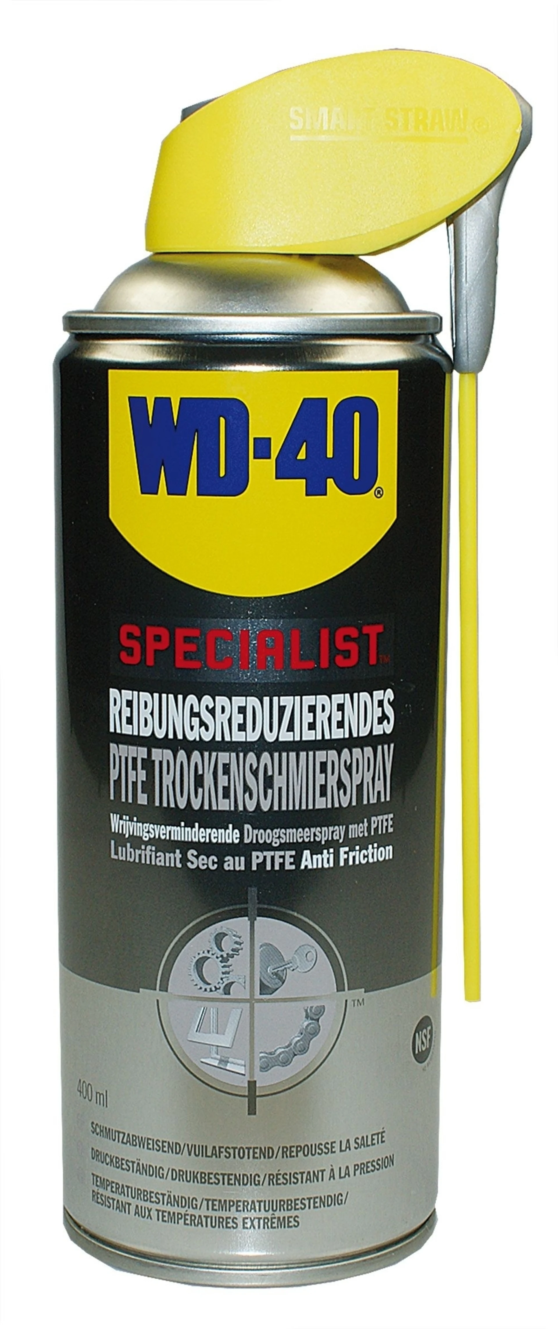 WD-40 PTFE-Trockenschmierspray 49394 mit Doppelsprühsystem (Smart Straw)