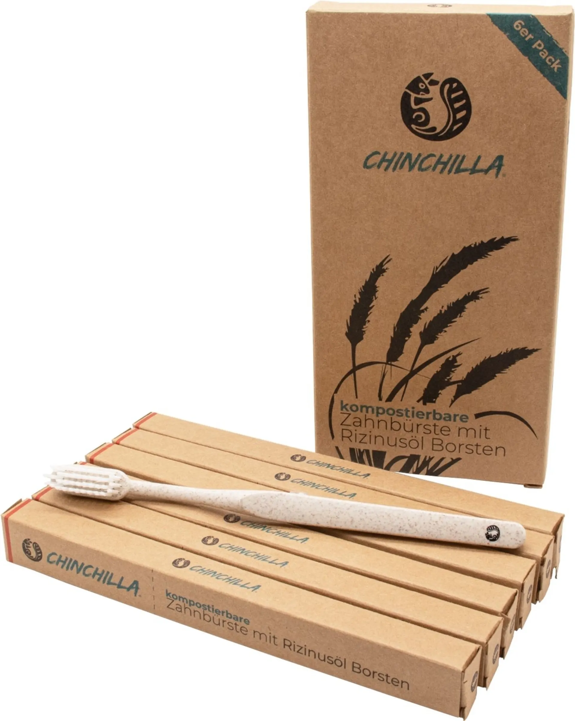Brosses à dents Chinchilla biodégradables, lot de 6