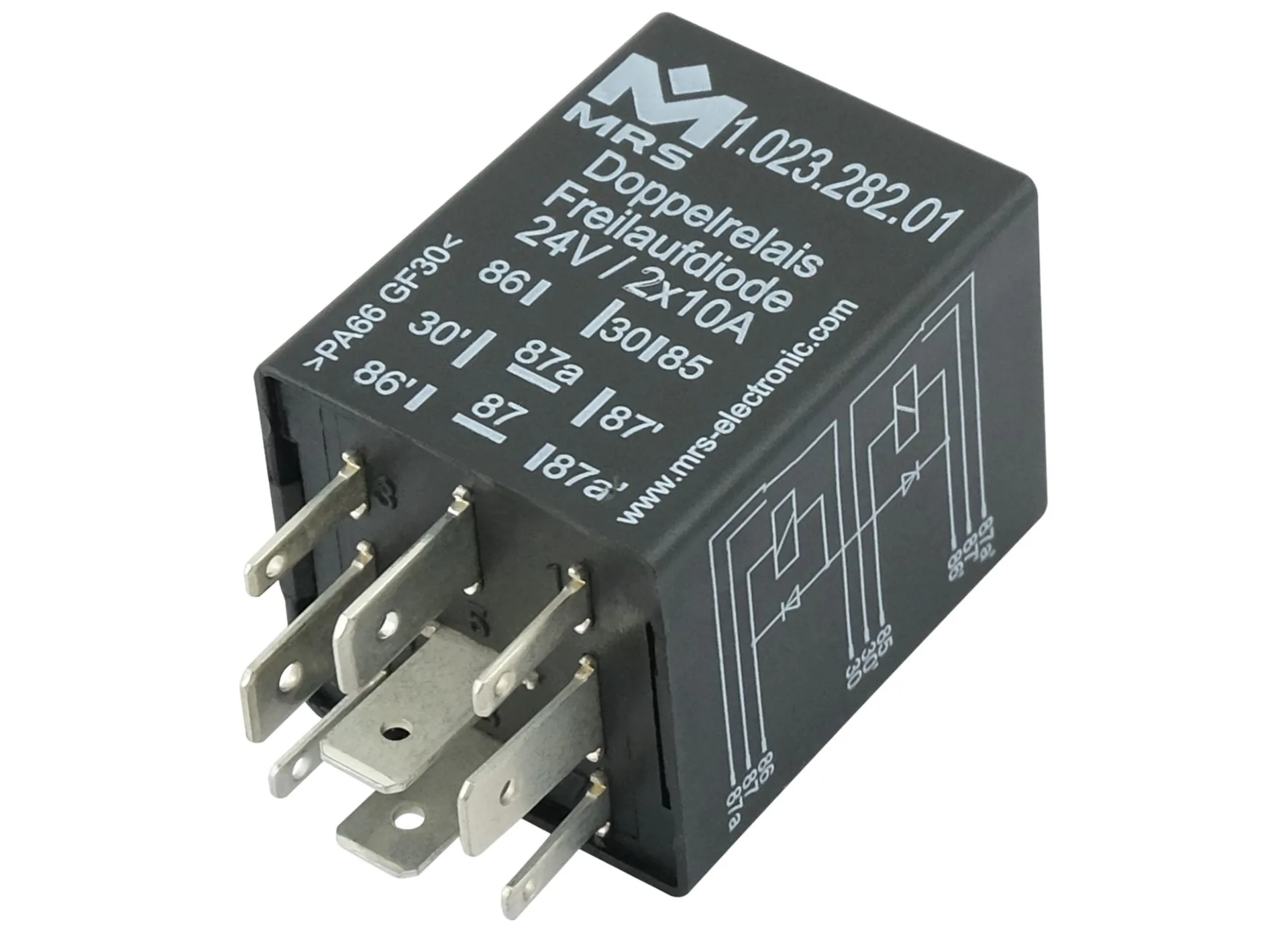 Doppelrelais 24 V 2x 10 A, mit Löschdiode , Wechsler 2in1 Relaisfunktion Wechsler 12 V
