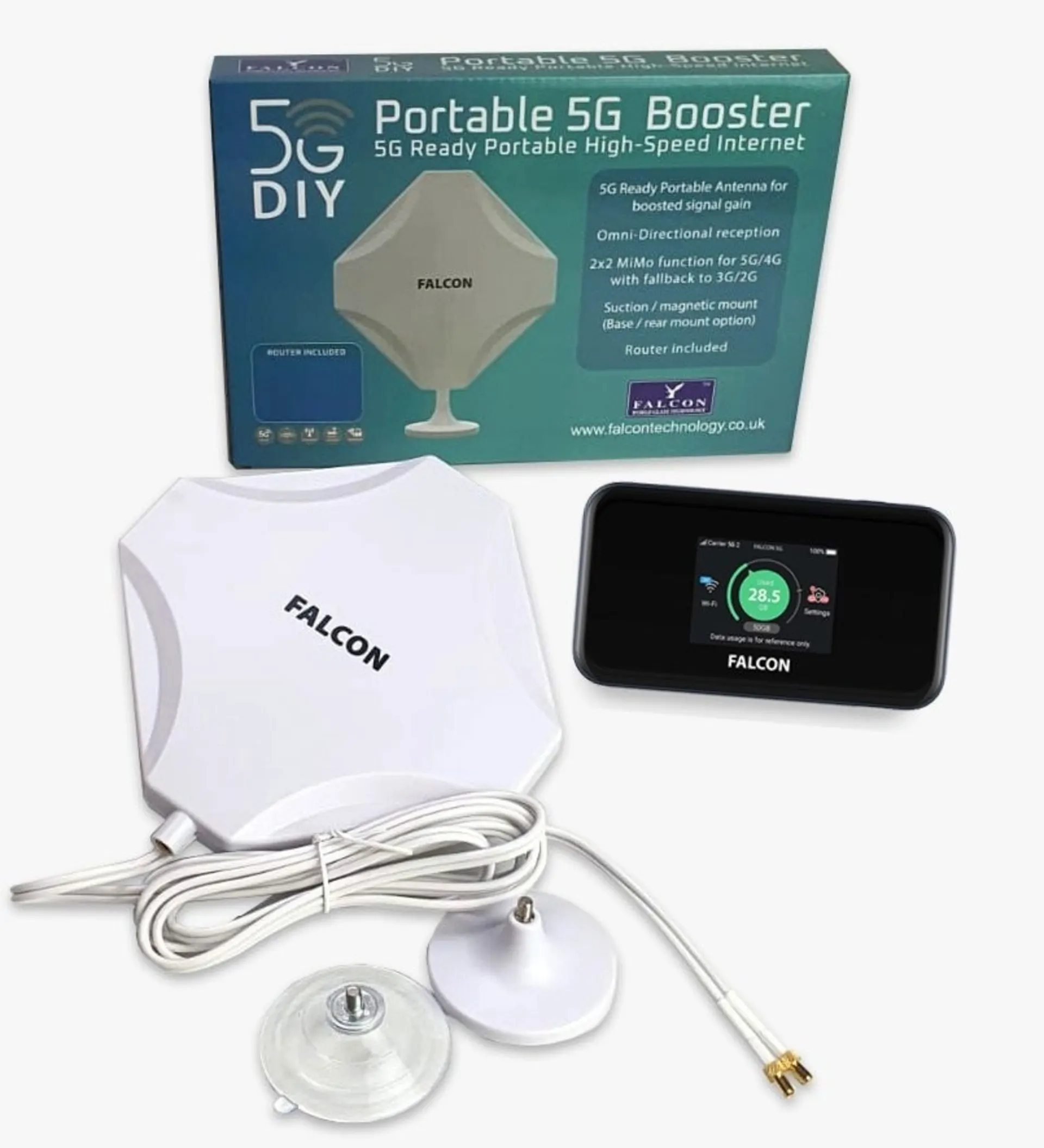 Falcon DIY 5G LTE tragbare Internet Fensterantenne mit mobilem 1800 Mbit/s 5G Cat 22 Router