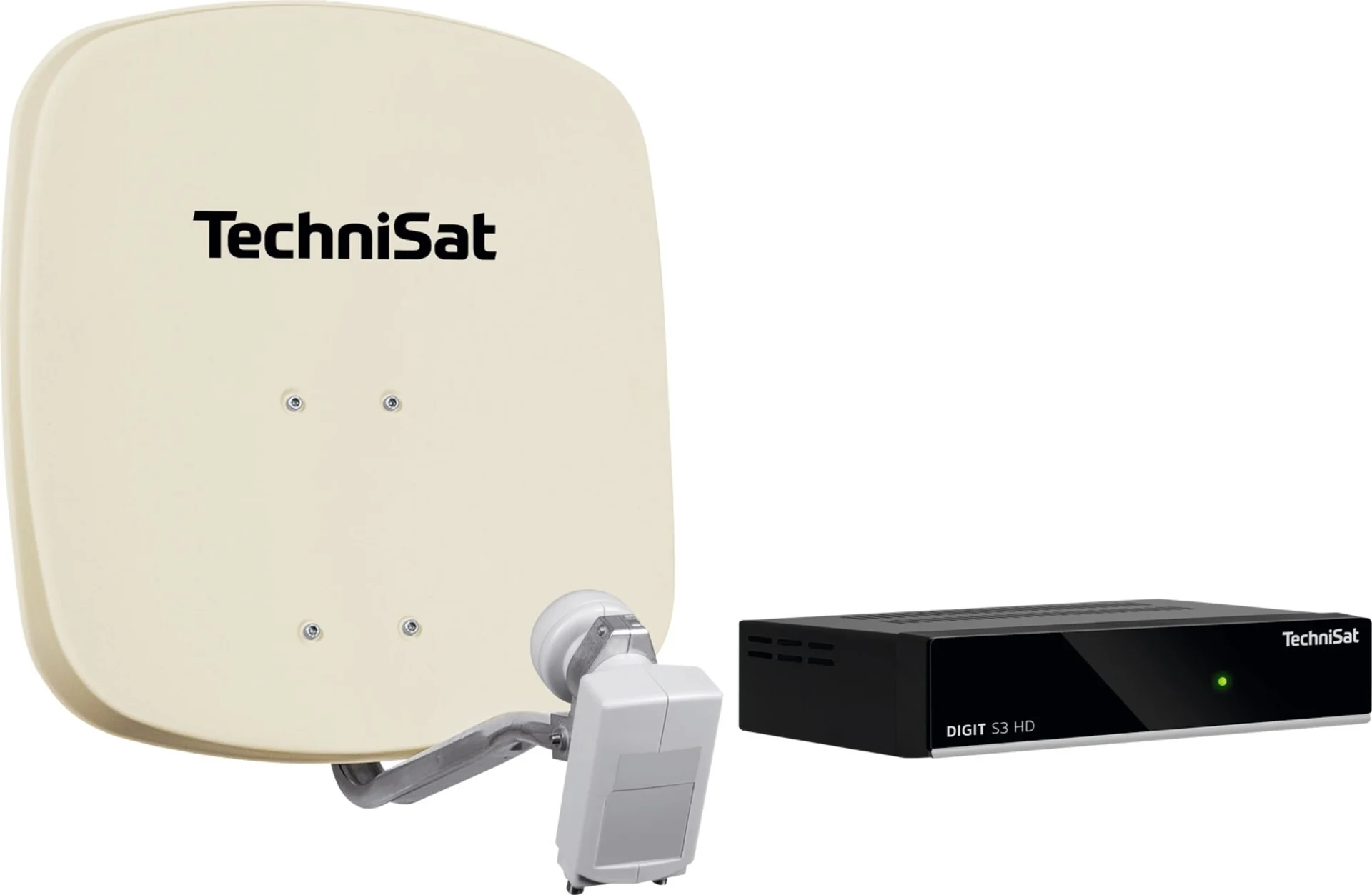 Technisat Set DigiDish 45 Sat-Antenne (Twin-LNB) mit Digit S3 HD SAT-Receiver beige