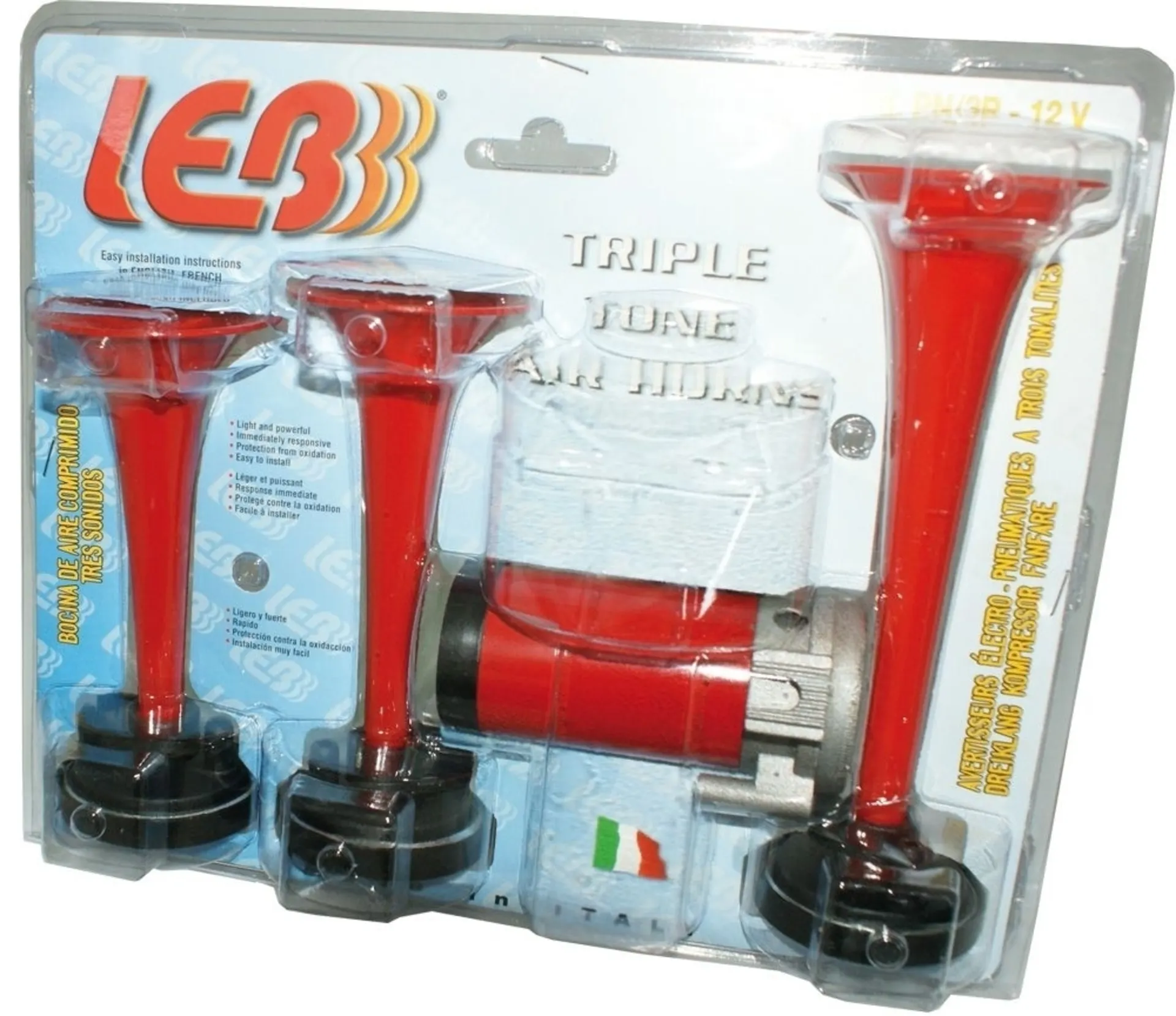 Fanfares à compresseur rouge 3 sons 12V