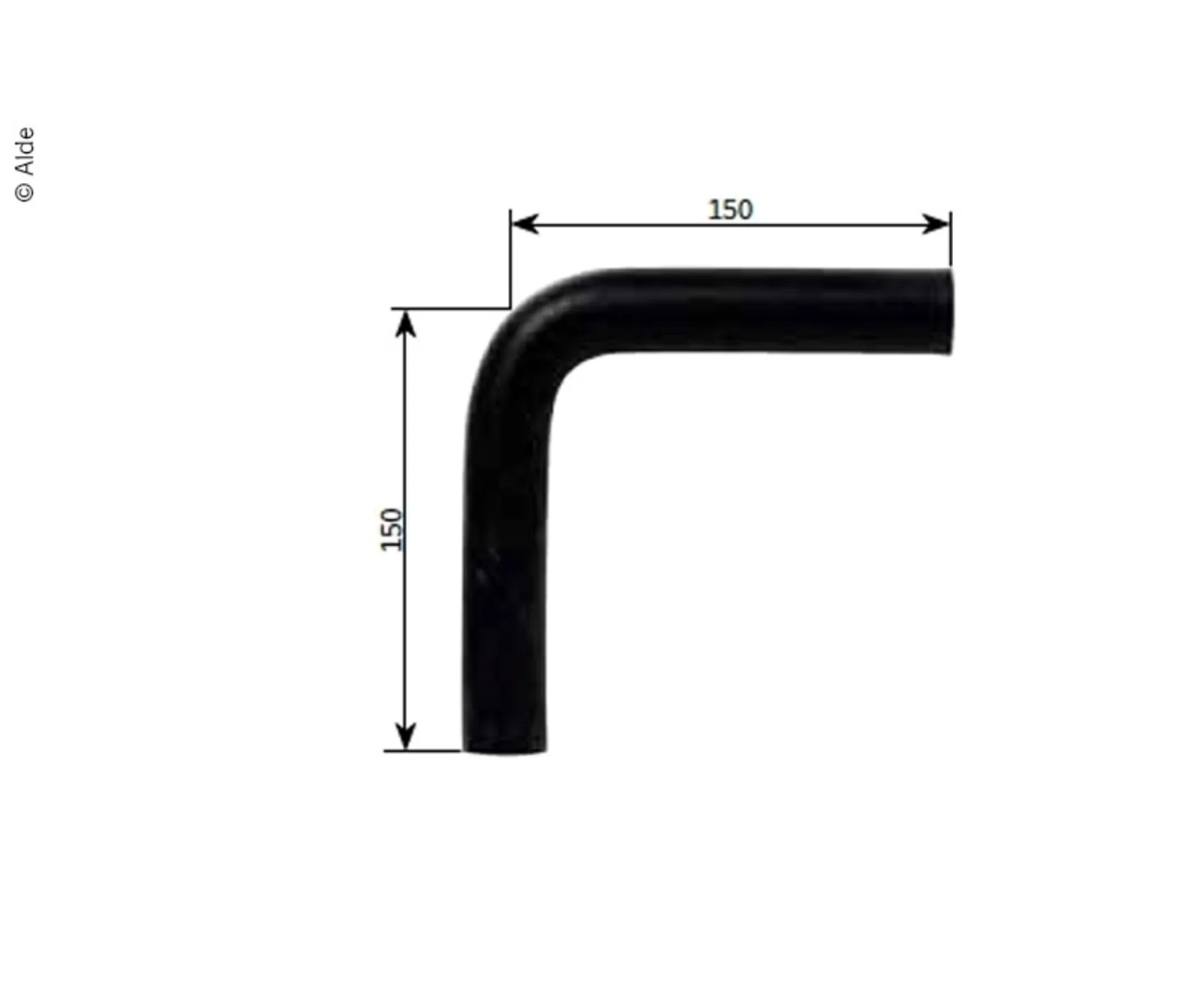 Cornière en caoutchouc avec colliers de serrage en bande 150x150mm, épaisseur 21.4mm