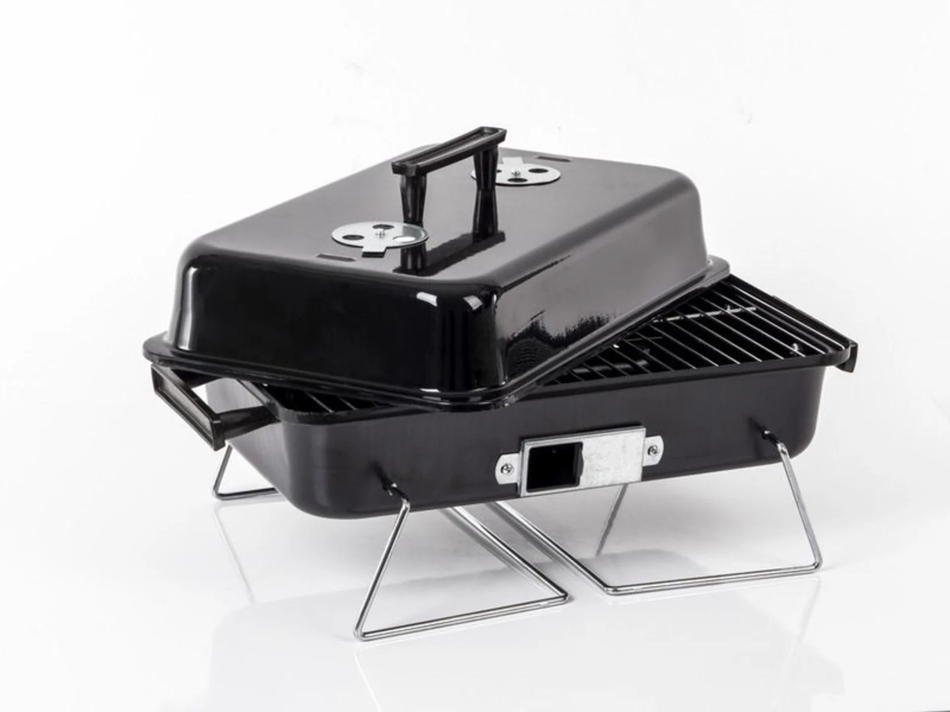 Transportabler Holzkohlegrill aus Stahl - Full-Black