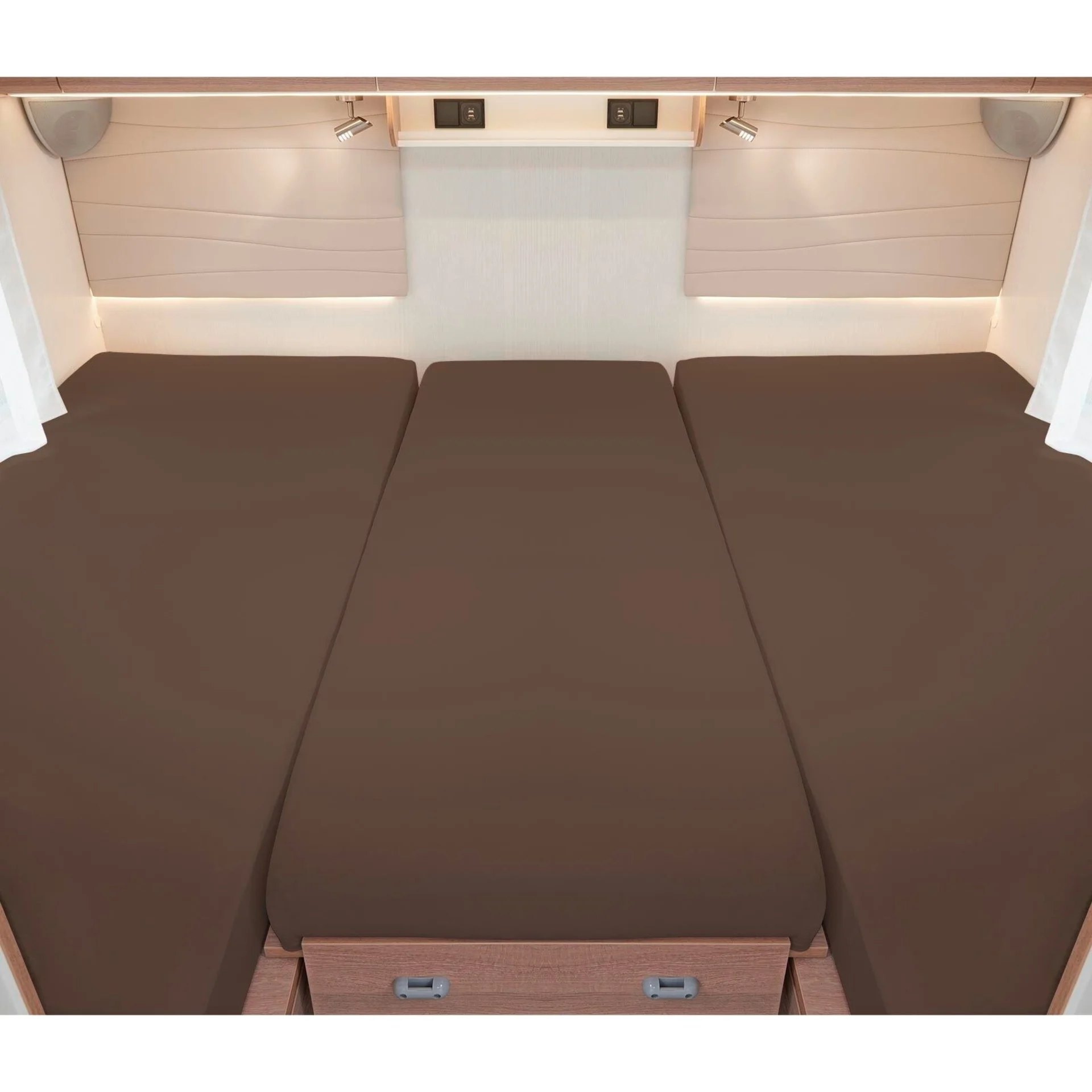 Ensemble de draps-housses 3 pièces pour lits arrière, marron