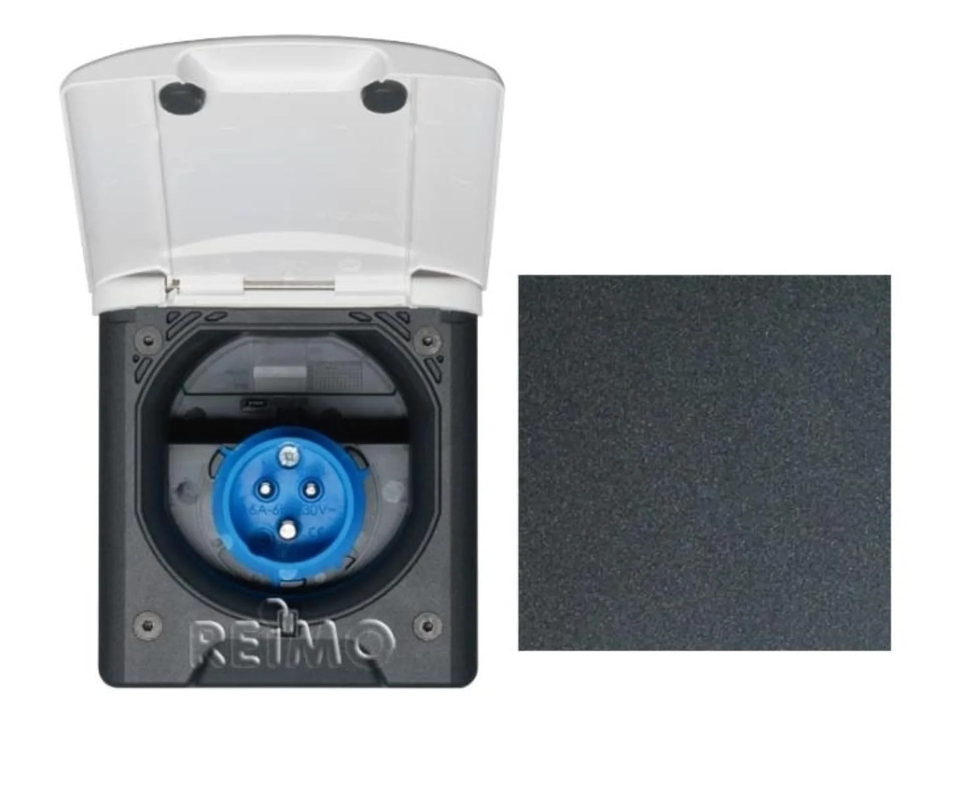FAWO CEE 17 Einspeisesteckdose Einspeisestecker mit Magnetverschluss 120 x 140 mm schwarz