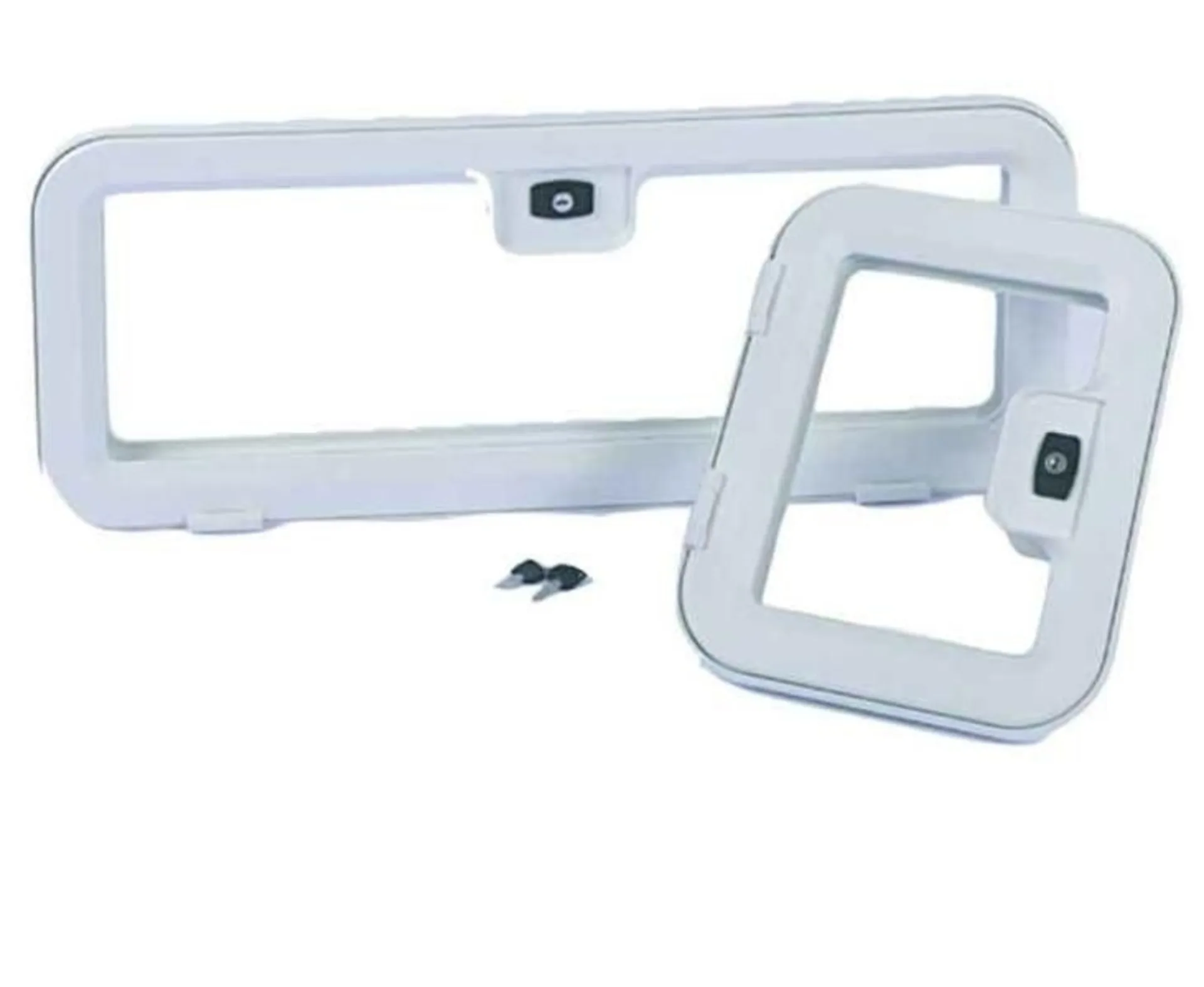 Kunststoff Kofferklappe mit Service-Klappe, 800 x 300 mm, in Weiss