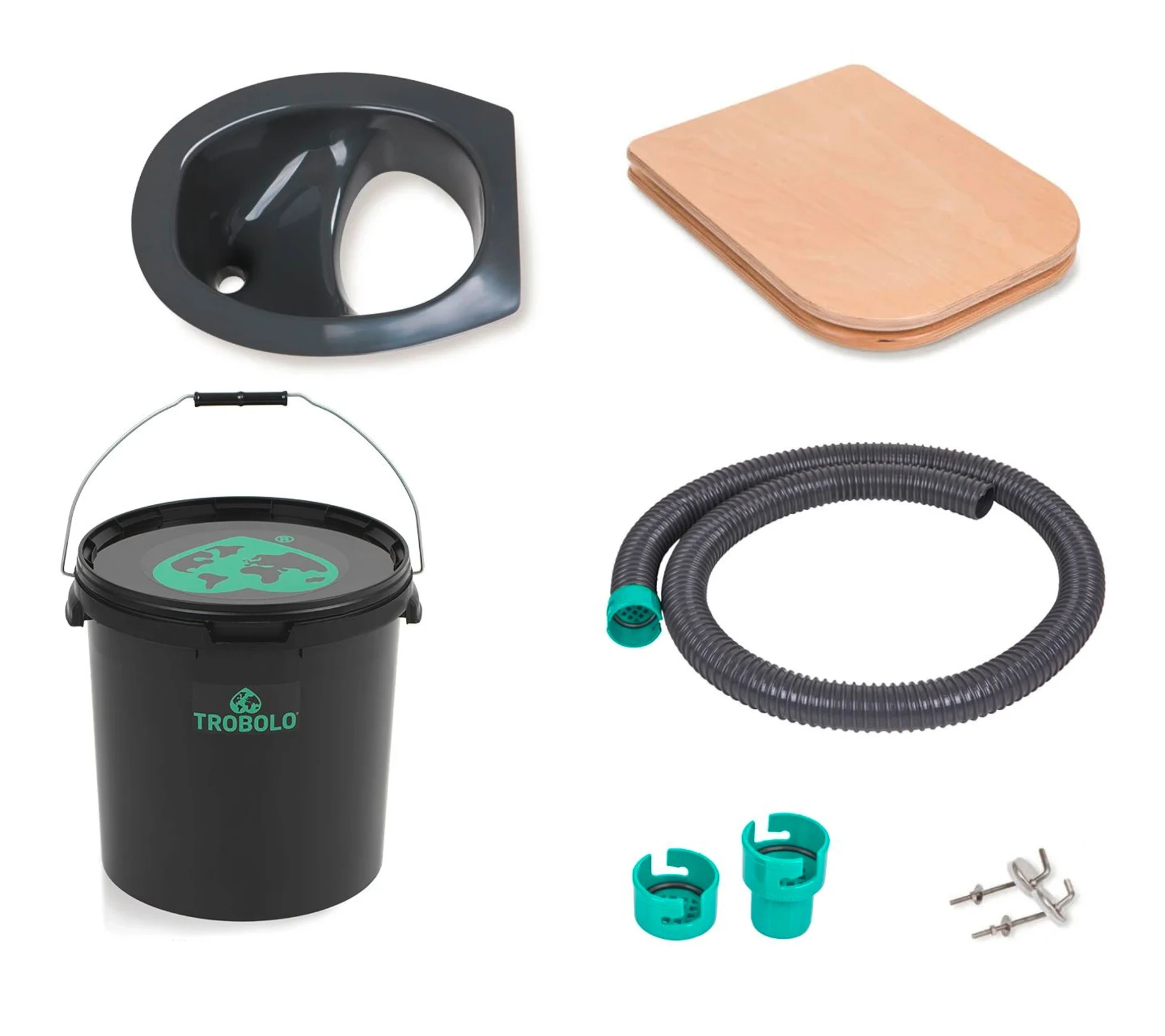 TROBOLO Do it yourself Set 5 teilig für den Eigenbau der Trenntoilette mit Toilettensitz 22 Liter grau