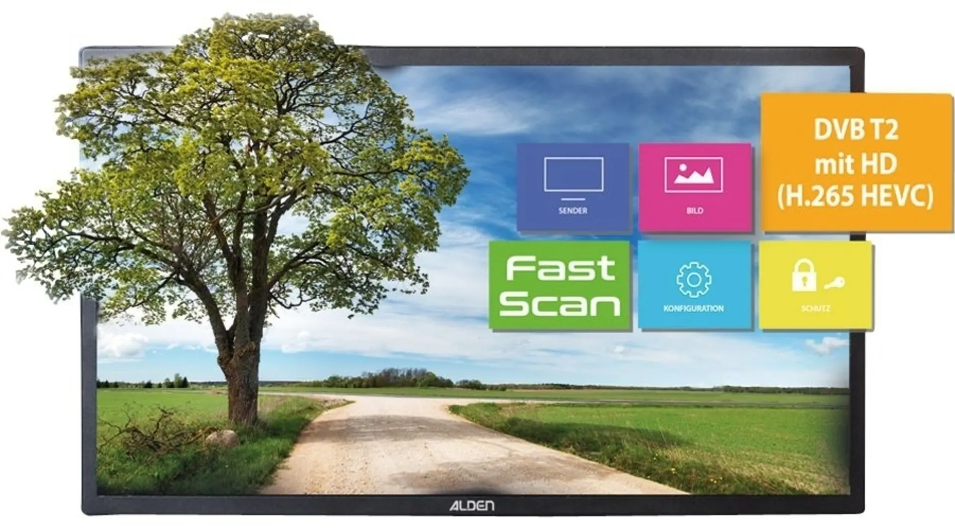 Alden Onelight 65 HD vollautomatische Sat-Anlage inkl. S.S.C. HD-Steuermodul und Ultrawide LED TV 24"