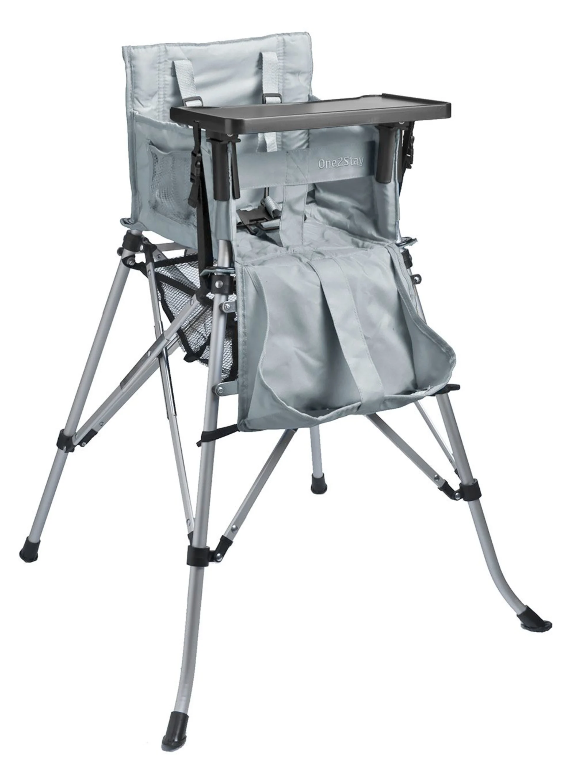 One2Stay faltbarer Kinderhochstuhl inkl. Tablett silber