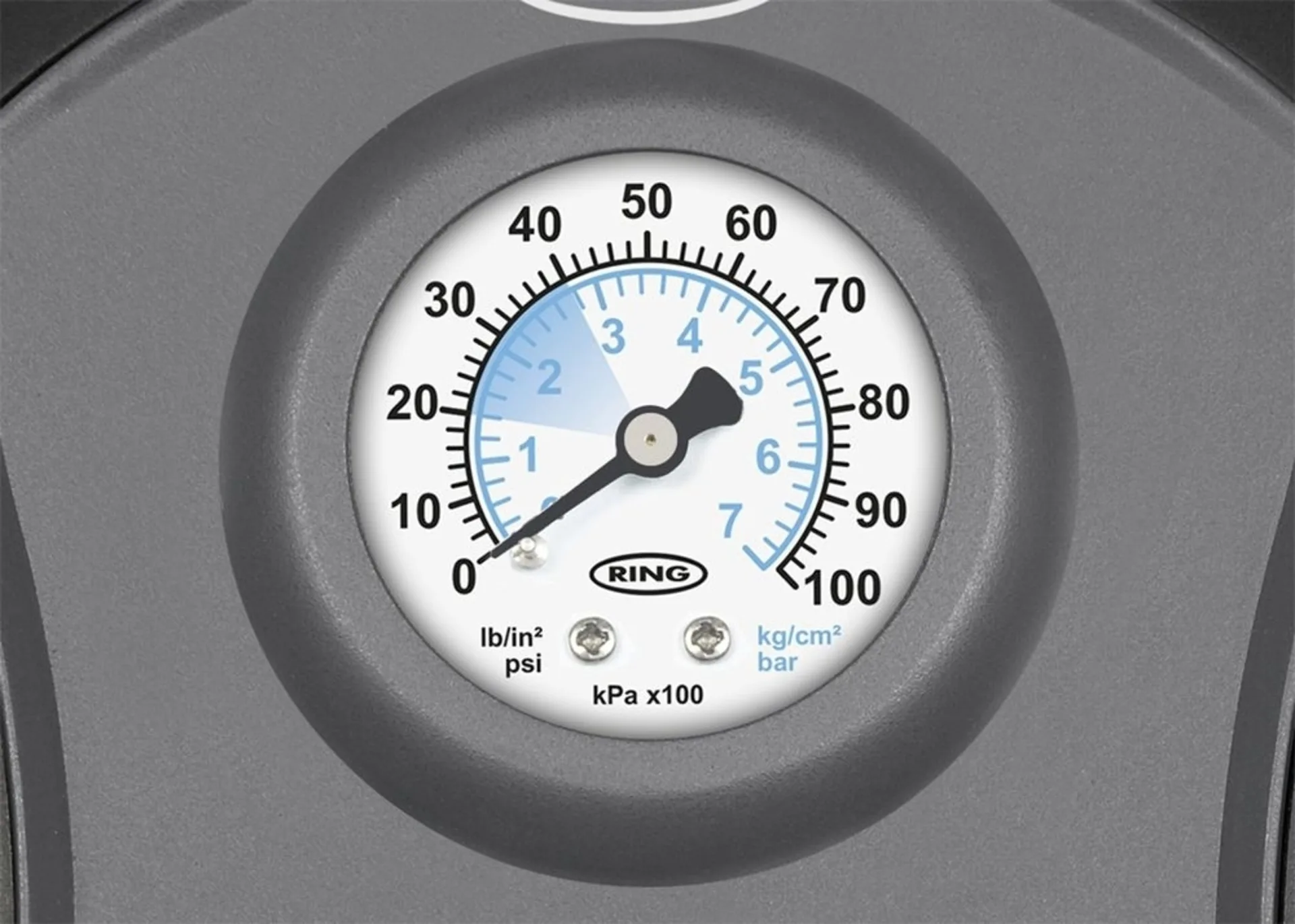 Ring: 50 mm-Reifenpumpe 12 V mit analoger Druckanzeige, 10 A, 120 W