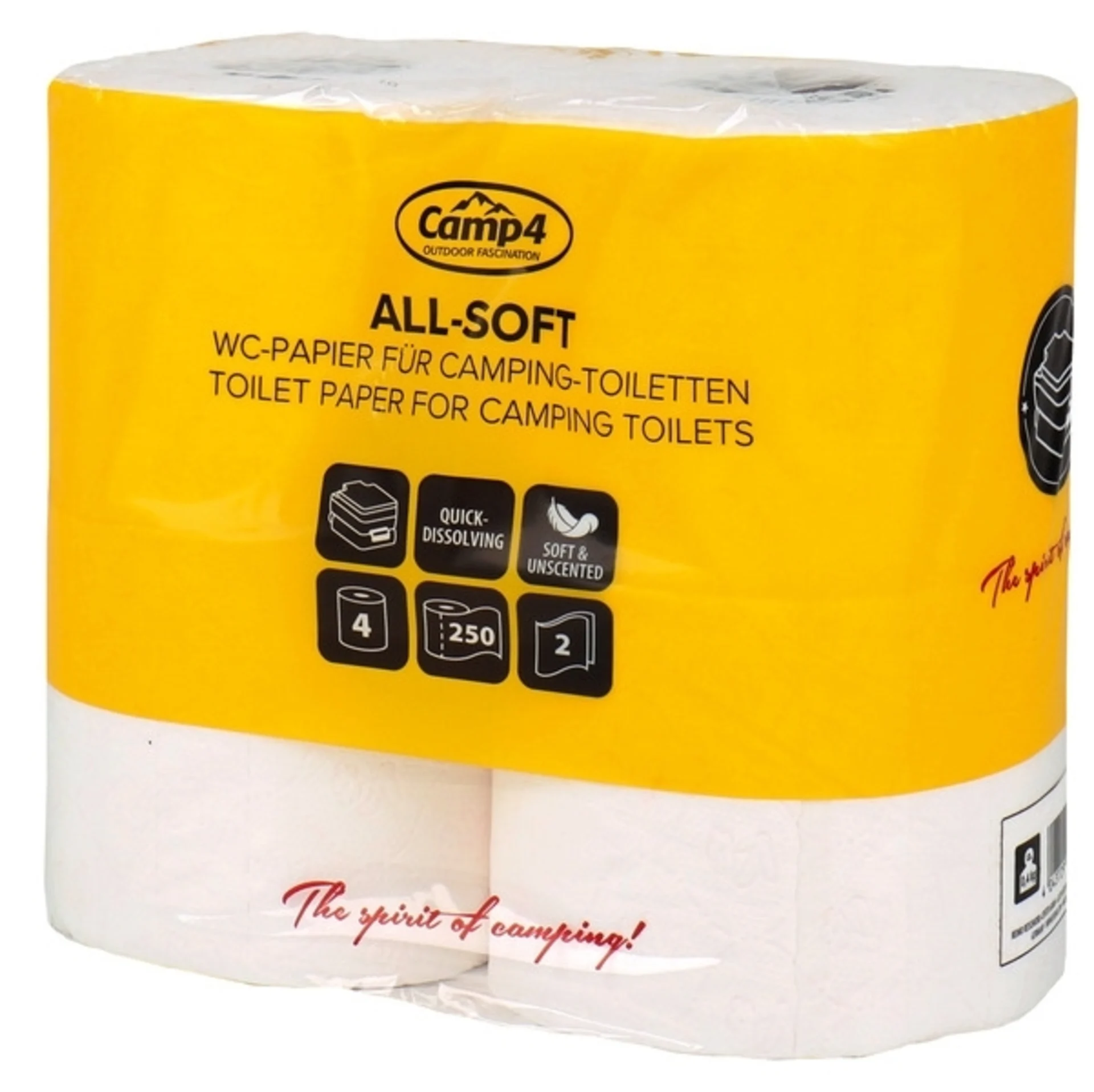 Toilettenpapier All-Soft - 2-lagig - 250 Blatt pro Rolle - 4 Rollen