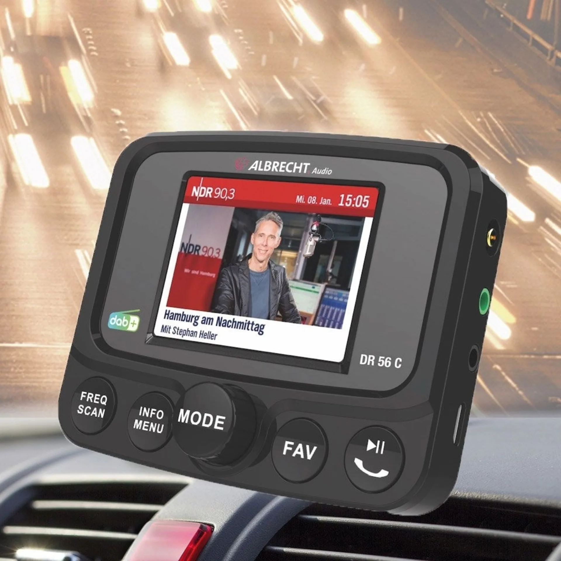 Albrecht DR56 C DAB+ Autoradio-Adapter mit Farbdisplay