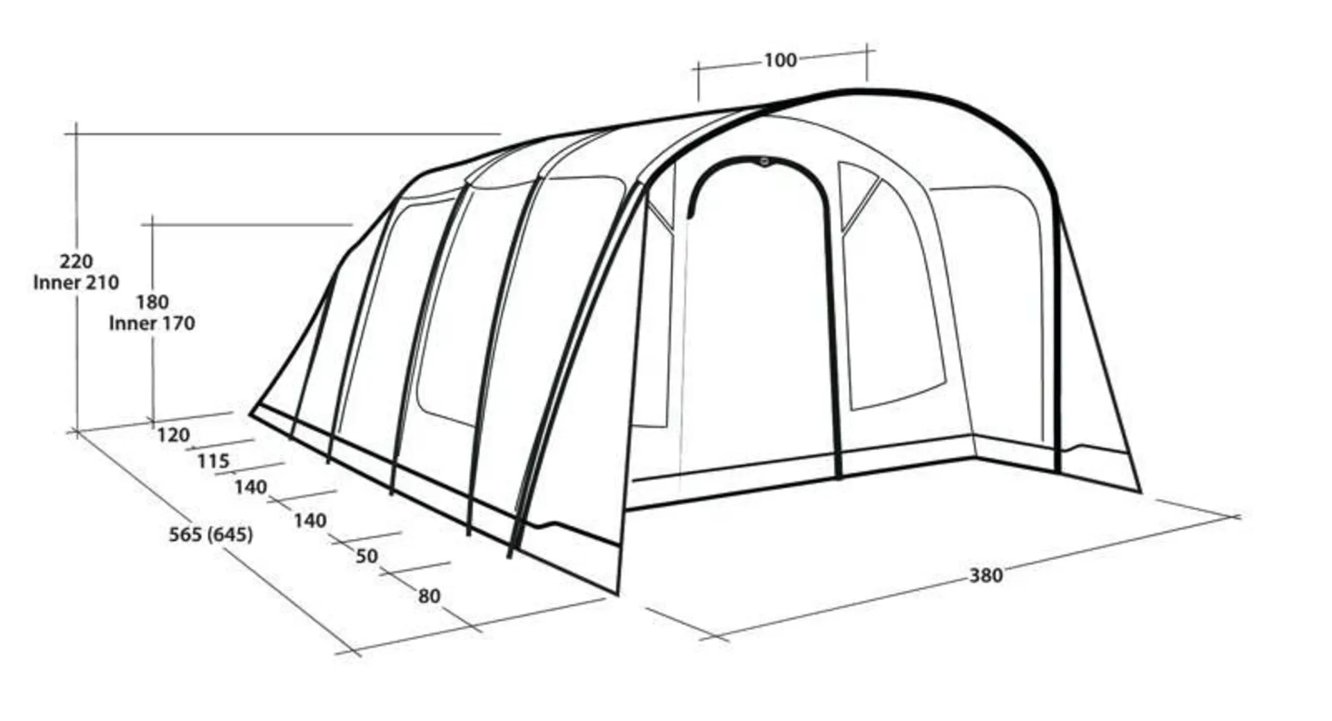 Tente tunnel Outwell Denver 6 pour 6 personnes Tente tunnel Outwell Denver 6 pour 6 personnes