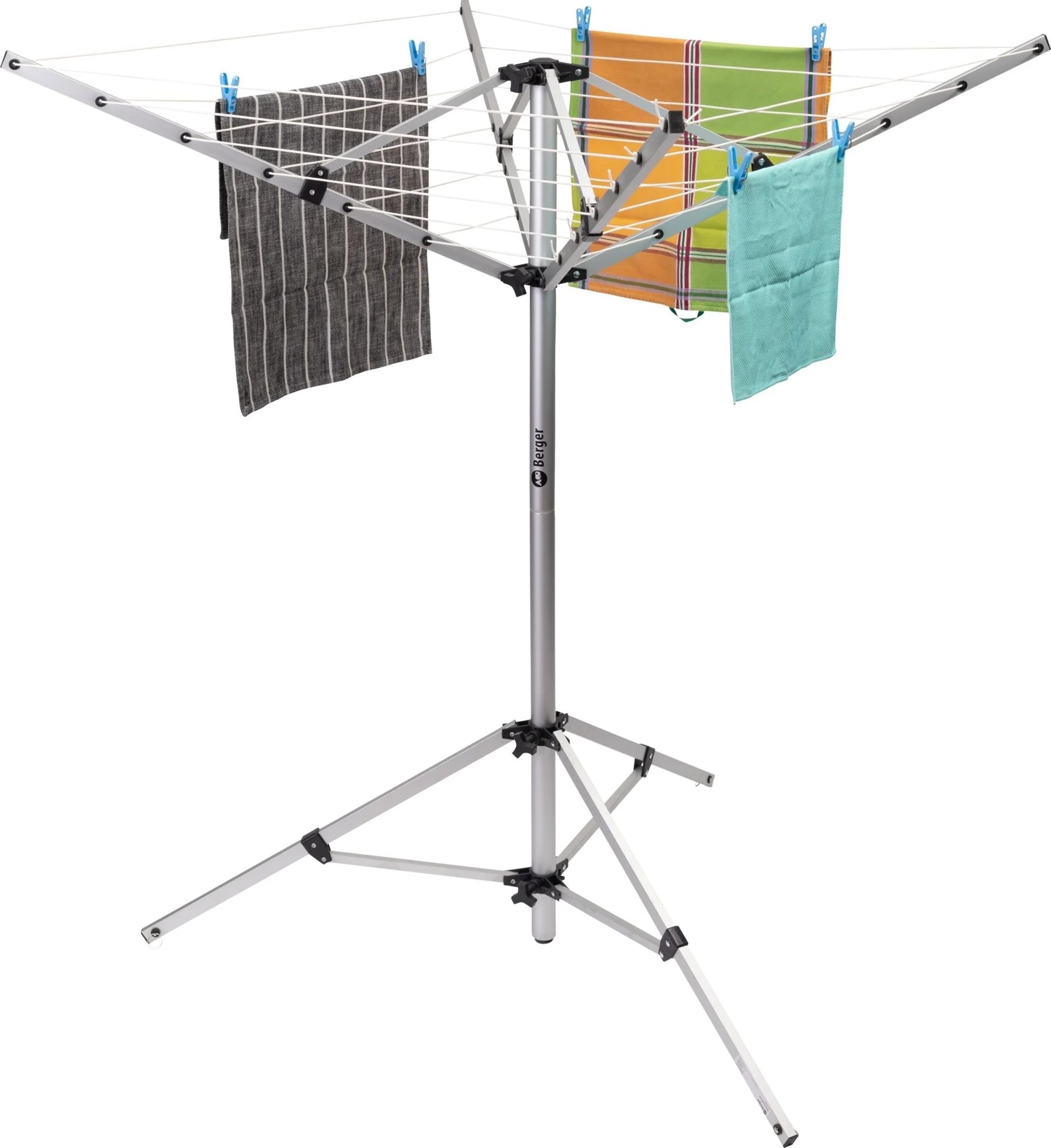 Berger Wäschespinne & Sat-Stativ inkl. Packsack silber