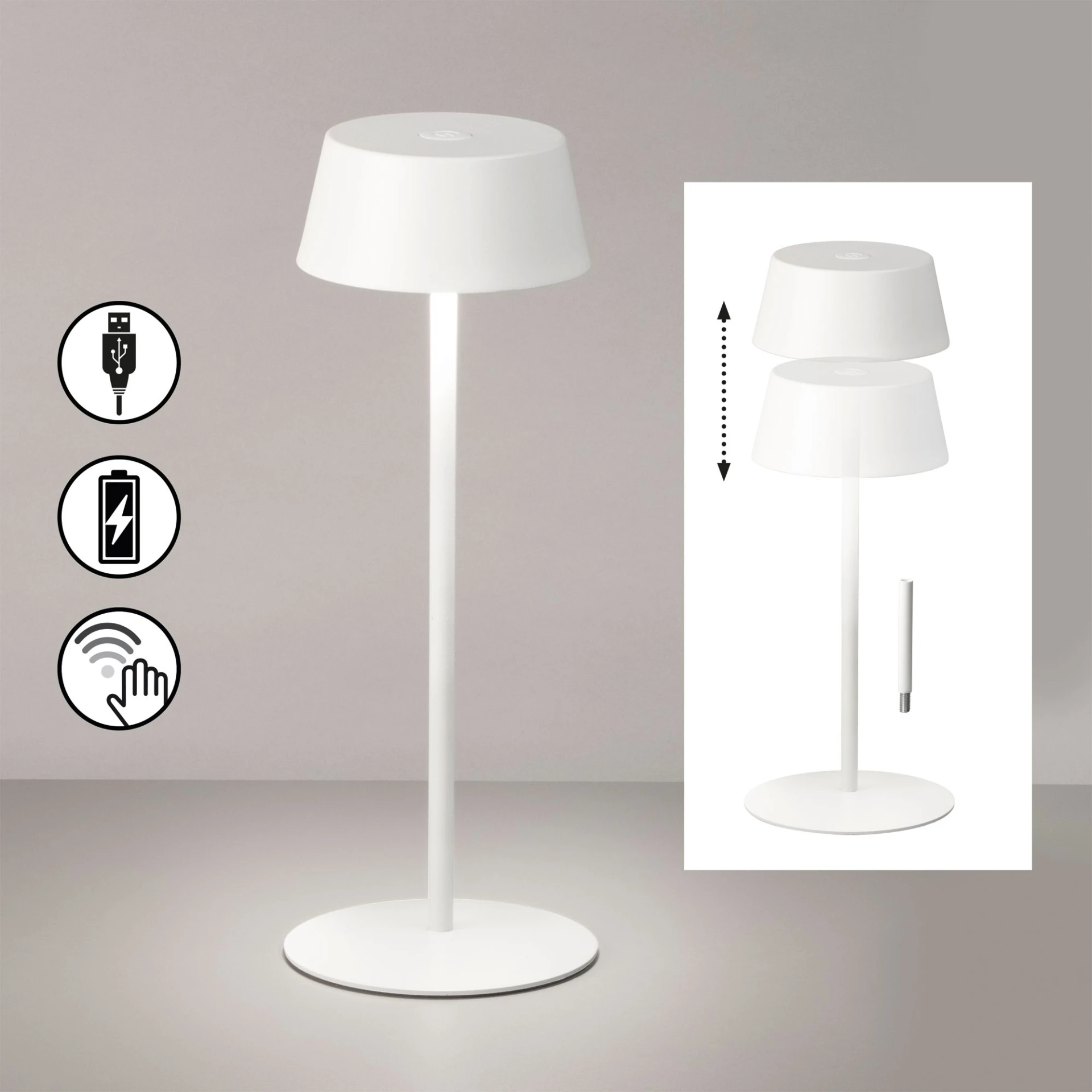 Lampe de table sans fil Easy Verona, blanc sable