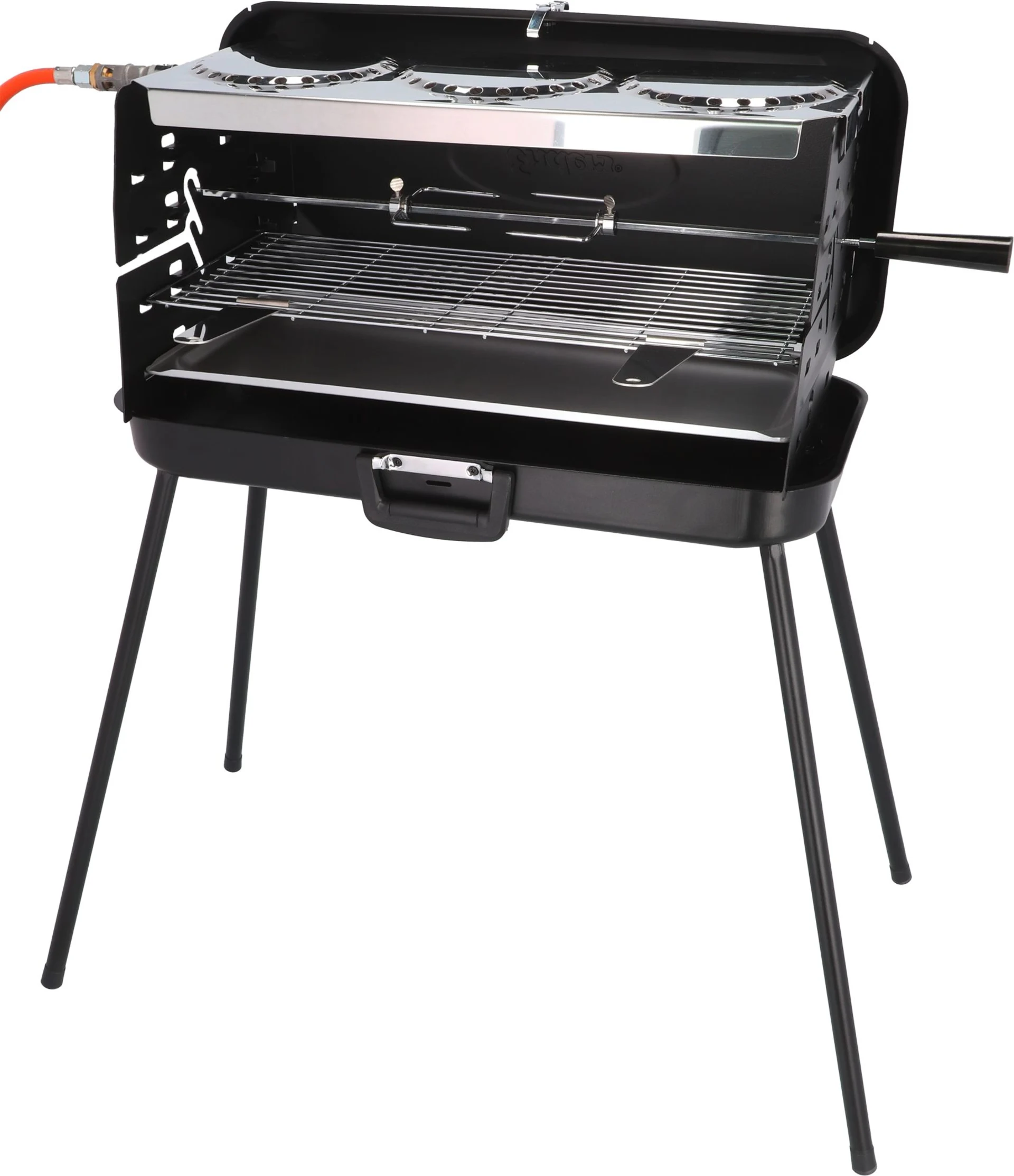 Berger 3-Flammen Koffergasgrill Schwarz 30 mbar