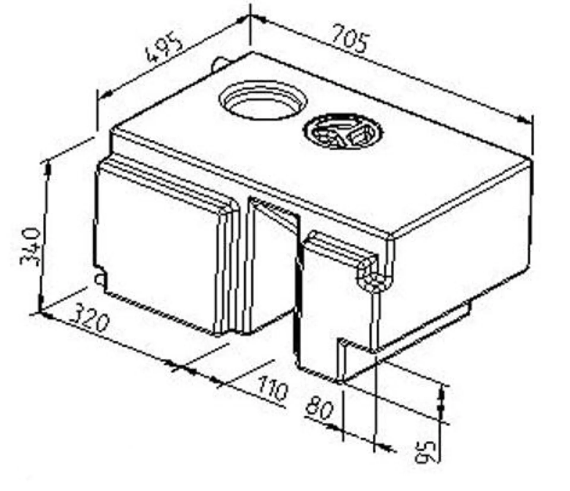 Réservoir d'eau fraîche pour Ford Transit à partir de l'année de construction 2000, d'une capacité de 100 litres