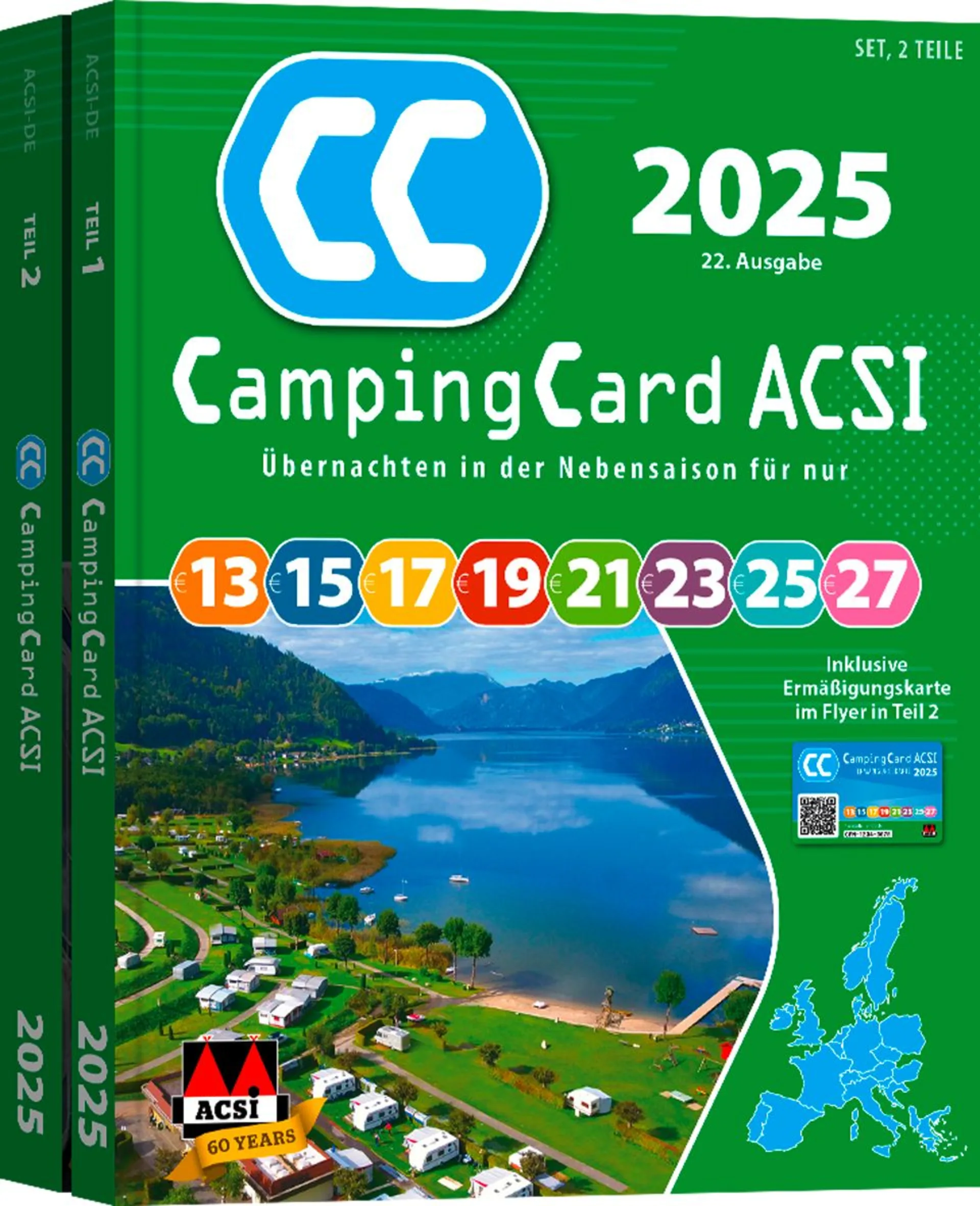 ACSI Campingführer 2025 mit CampingCard Ermäßigungskarte