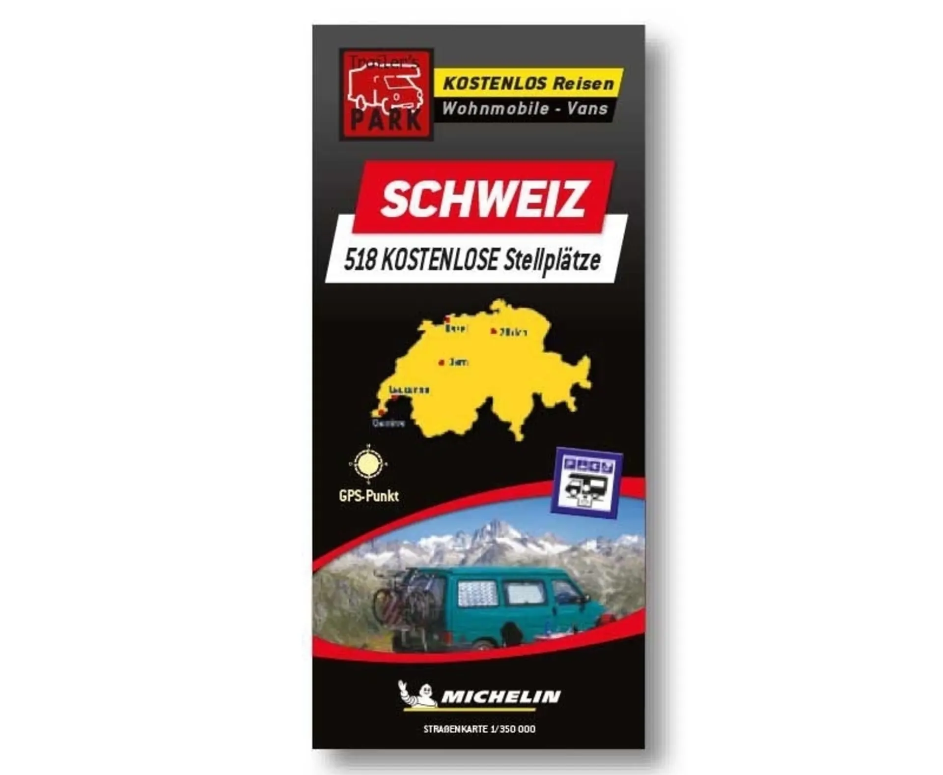 Carte Michelin des emplacements de camping en Suisse avec emplacements gratuits et carte routière