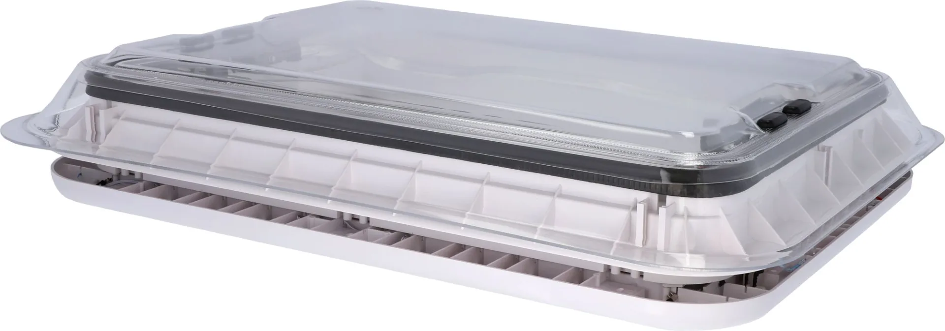 Berger Dachhaube mit Moskitoschutz & Verdunkelungsrollo 70 x 50 cm Transparent mit LED