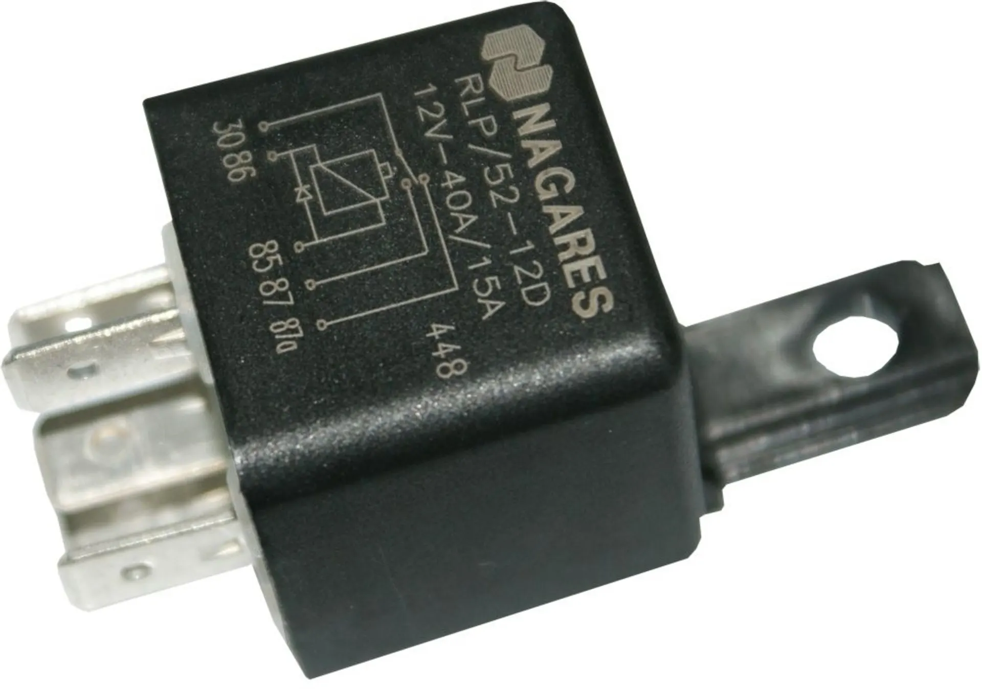 Mini-Relais Wechsler mit Diode 12V mit Halter 1 - 2 / 12V 40/15A