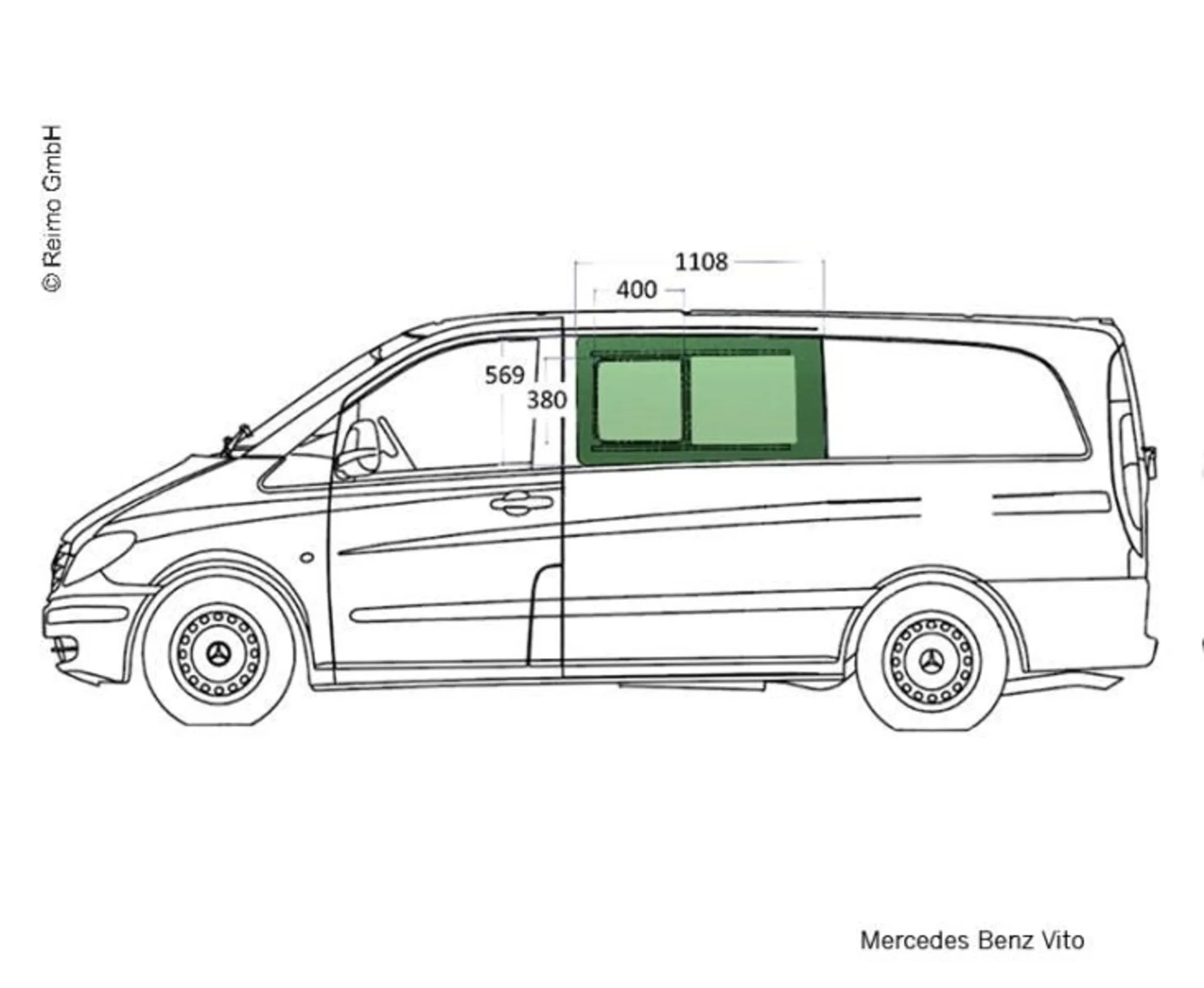Austauschschiebefenster für Mercedes Vito - rechte Seite
