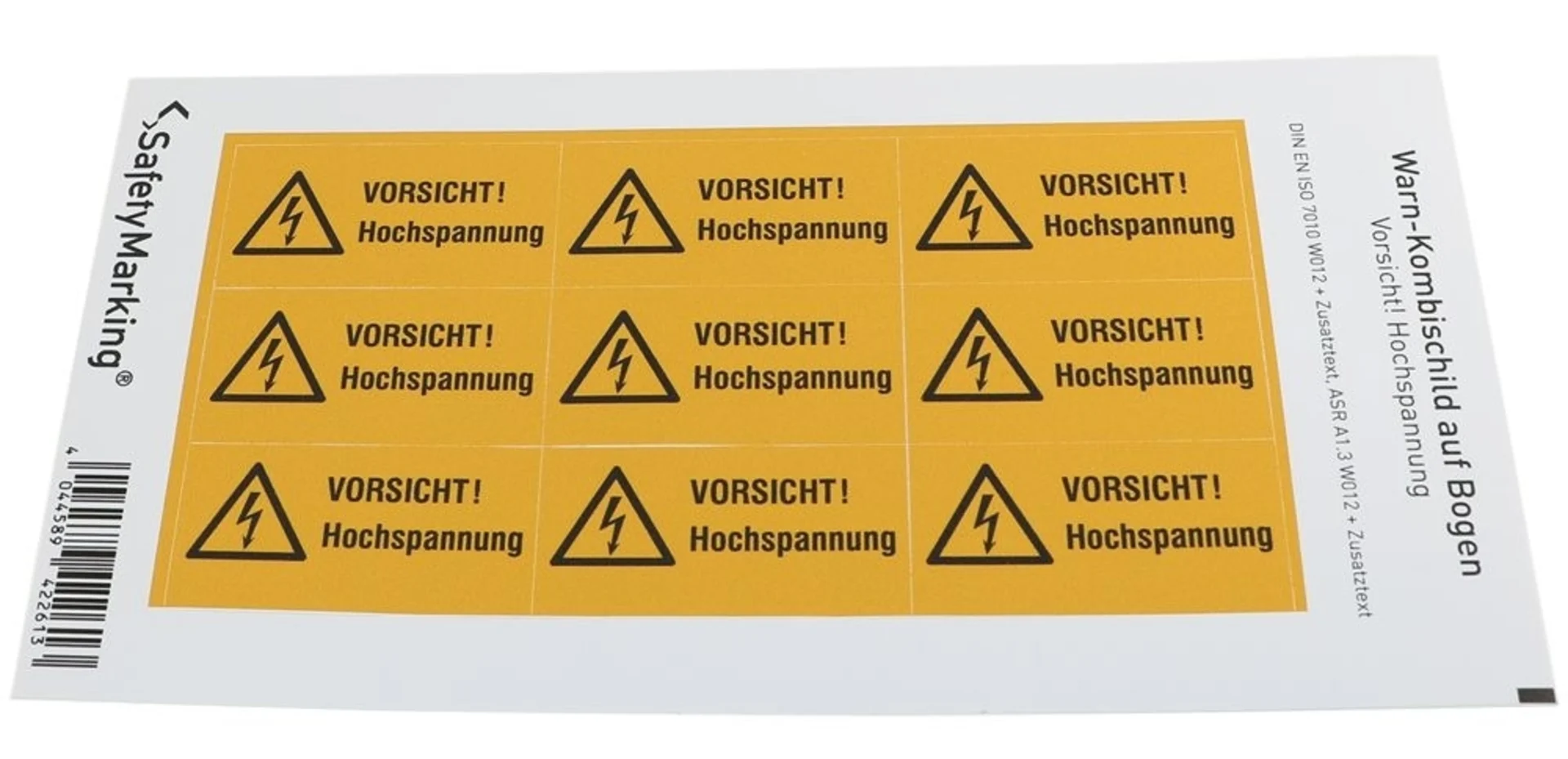 Warnschild VORSICHT! Hochspannung 52 x 26 mm, 12 Stk. selbstklebende Sicherheits-Kennzeichnung