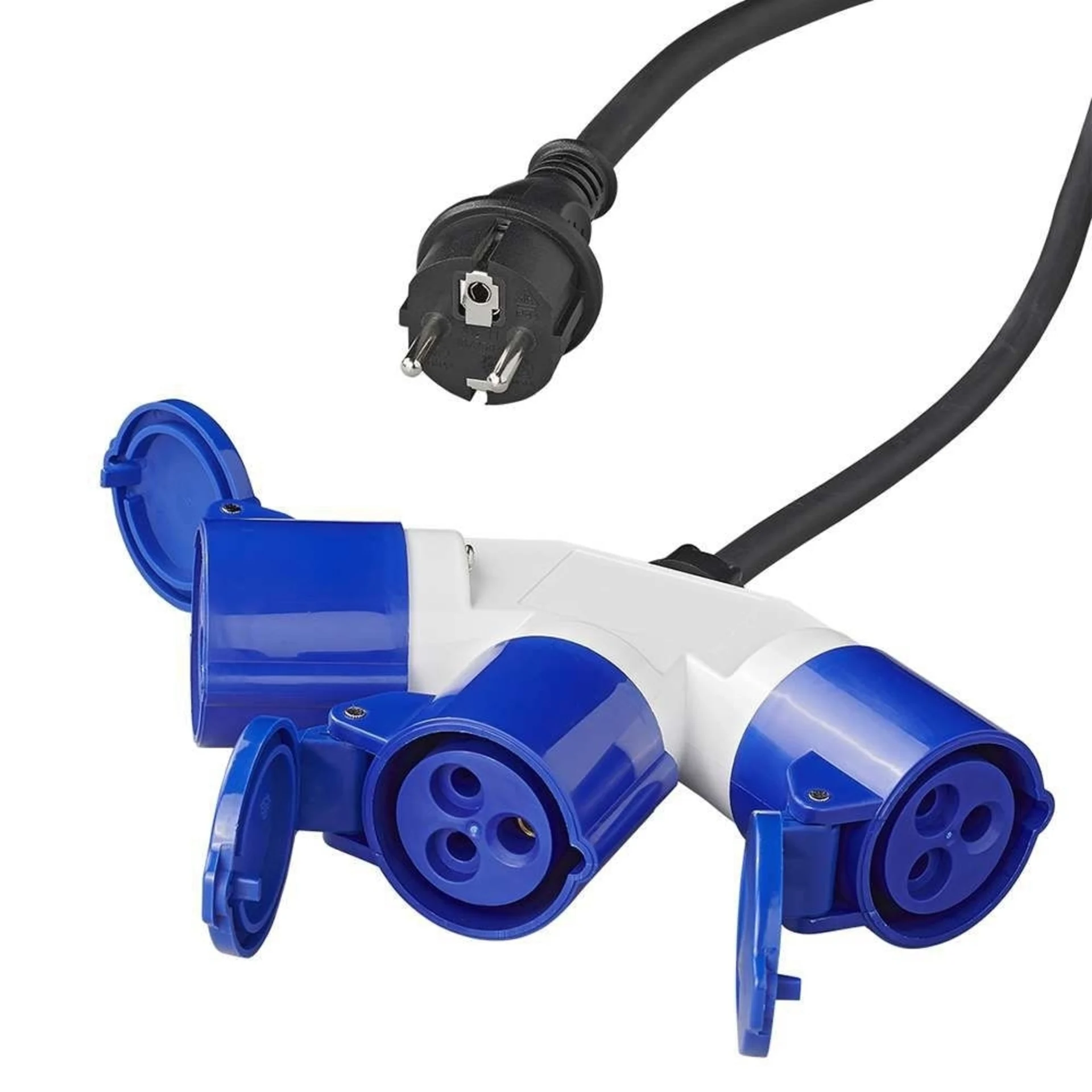 PAT Adapterkabel 150 cm 3 x 2,5 mm² von Schuko Stecker nach 3 x CEE