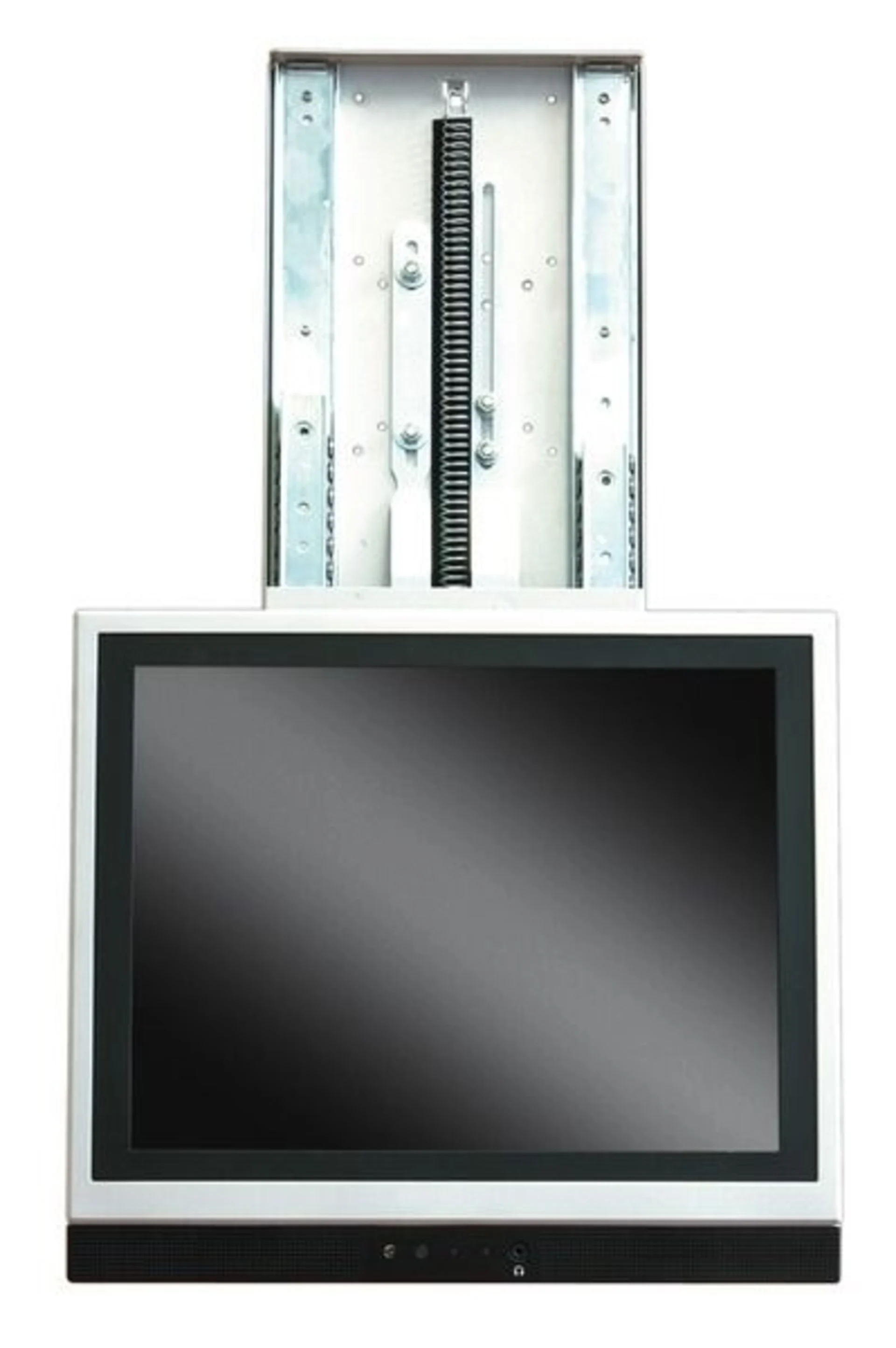 Support TV extensible en argent avec fonction de rotation et de blocage
