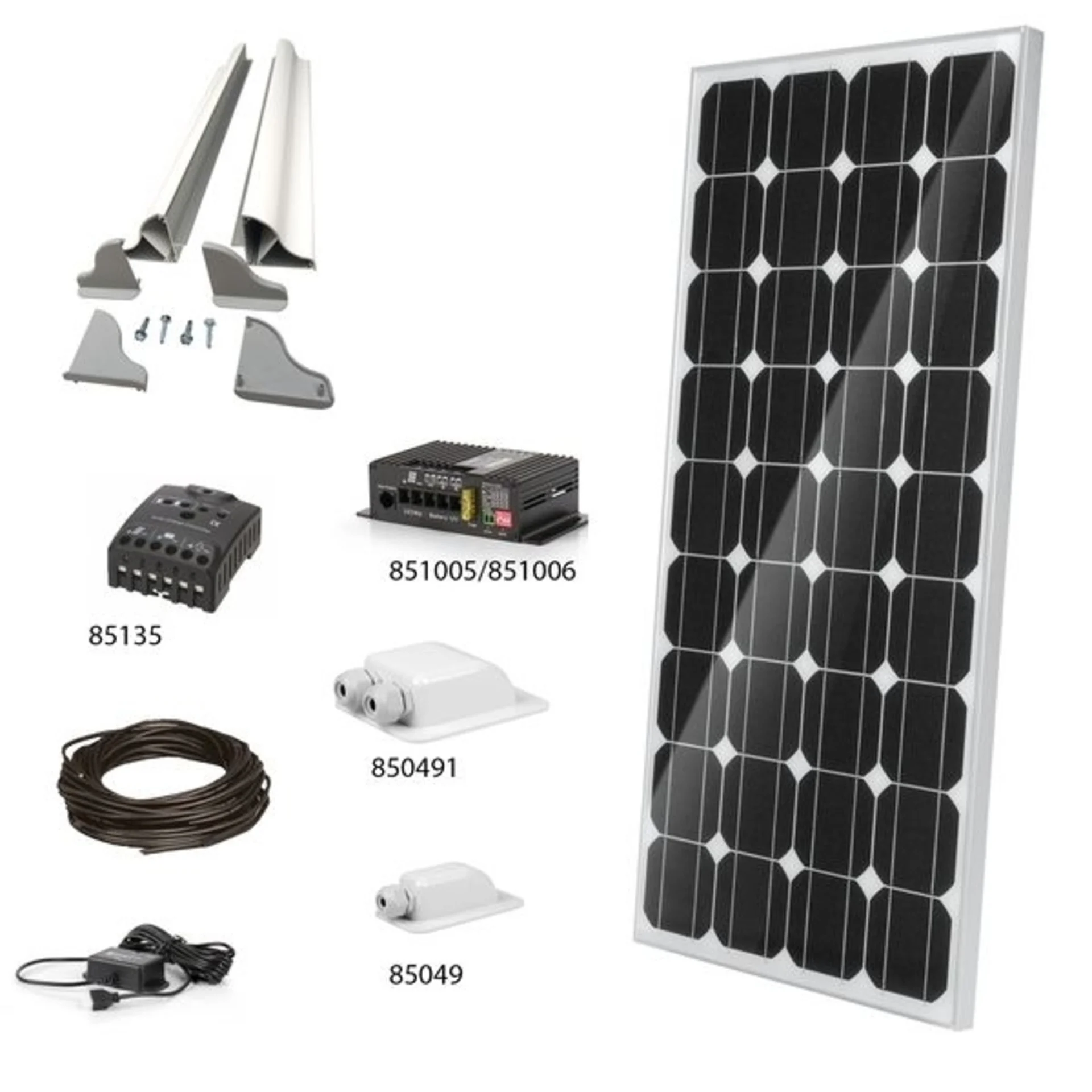Carbest Solar-Komplettset 155W mit MPPT-Laderegler, Dachdurchführung und Befestigungsspoiler