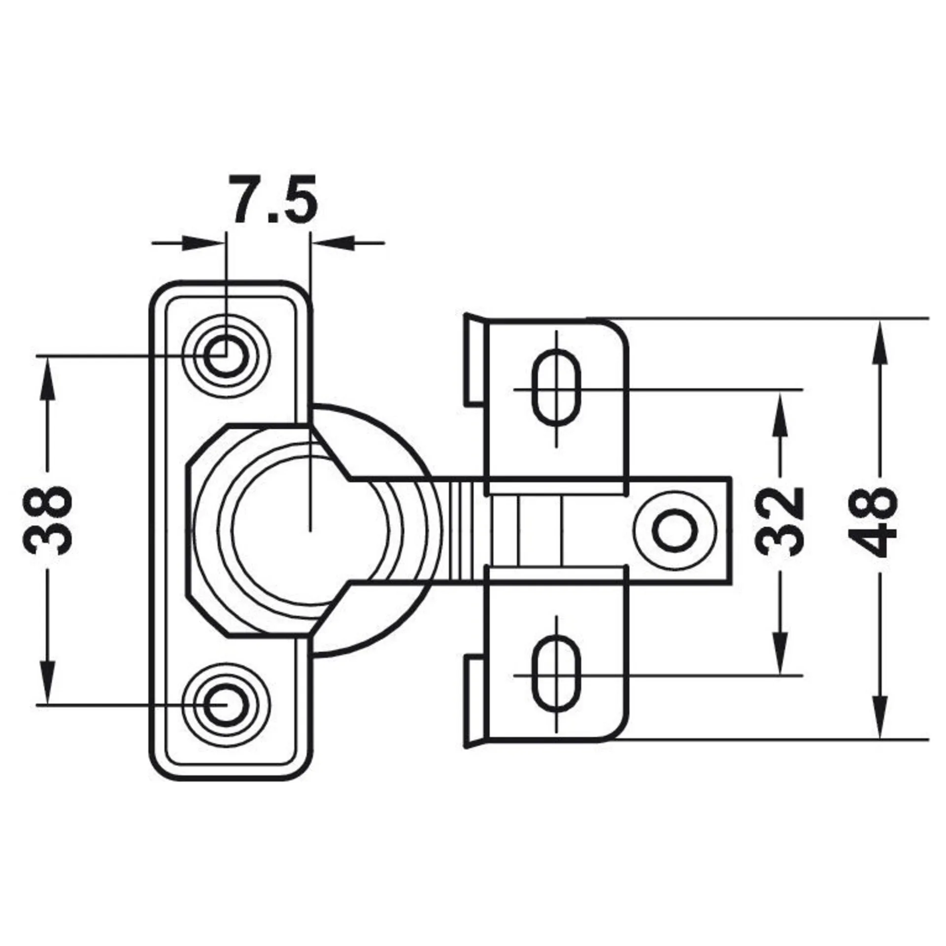 Schrankscharnier verstellbar, 2er SB-verpackt